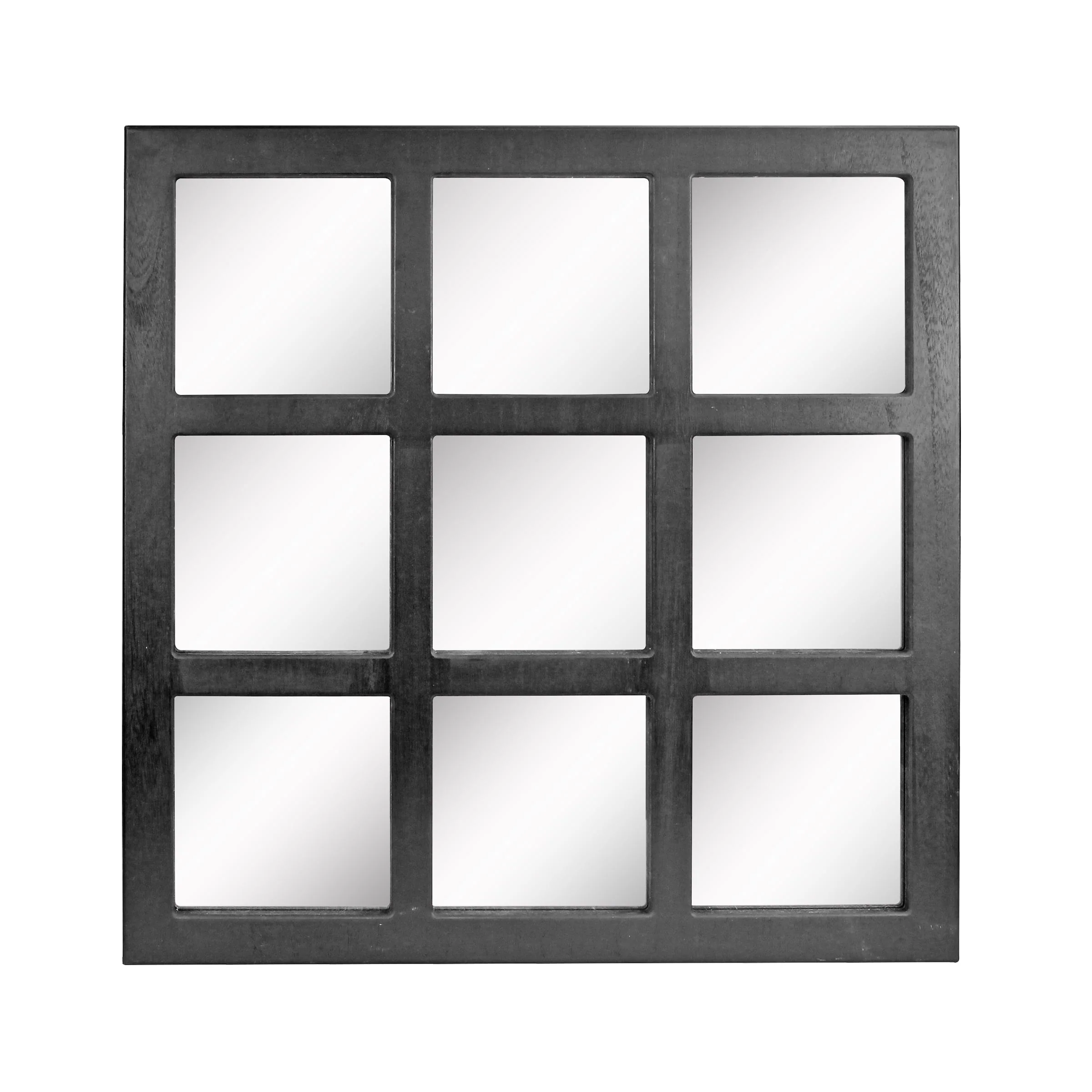 Stonebriar 23.5" x 23.5" Black Farmhouse 9-Panel Window Pane Wall Mirror