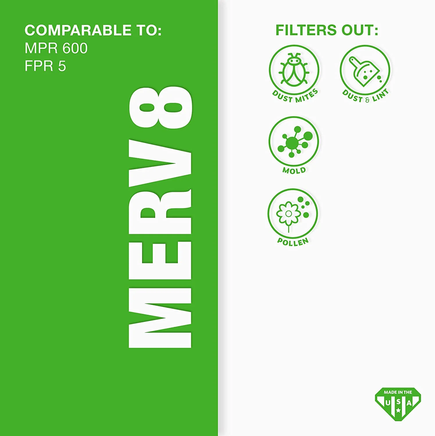 16x25x1 MERV 8 Pleated Air Filter, AC Furnace Air Filter, 12 Pack (Actual Size: 15 3/4" x 24 3/4" x 3/4")