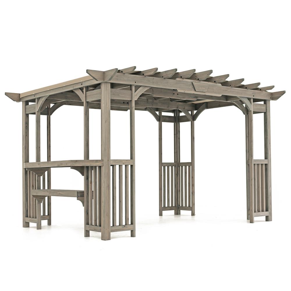 Yardistry 10 ft. x 14 ft. Madison Pergola with Bar and Sunshade