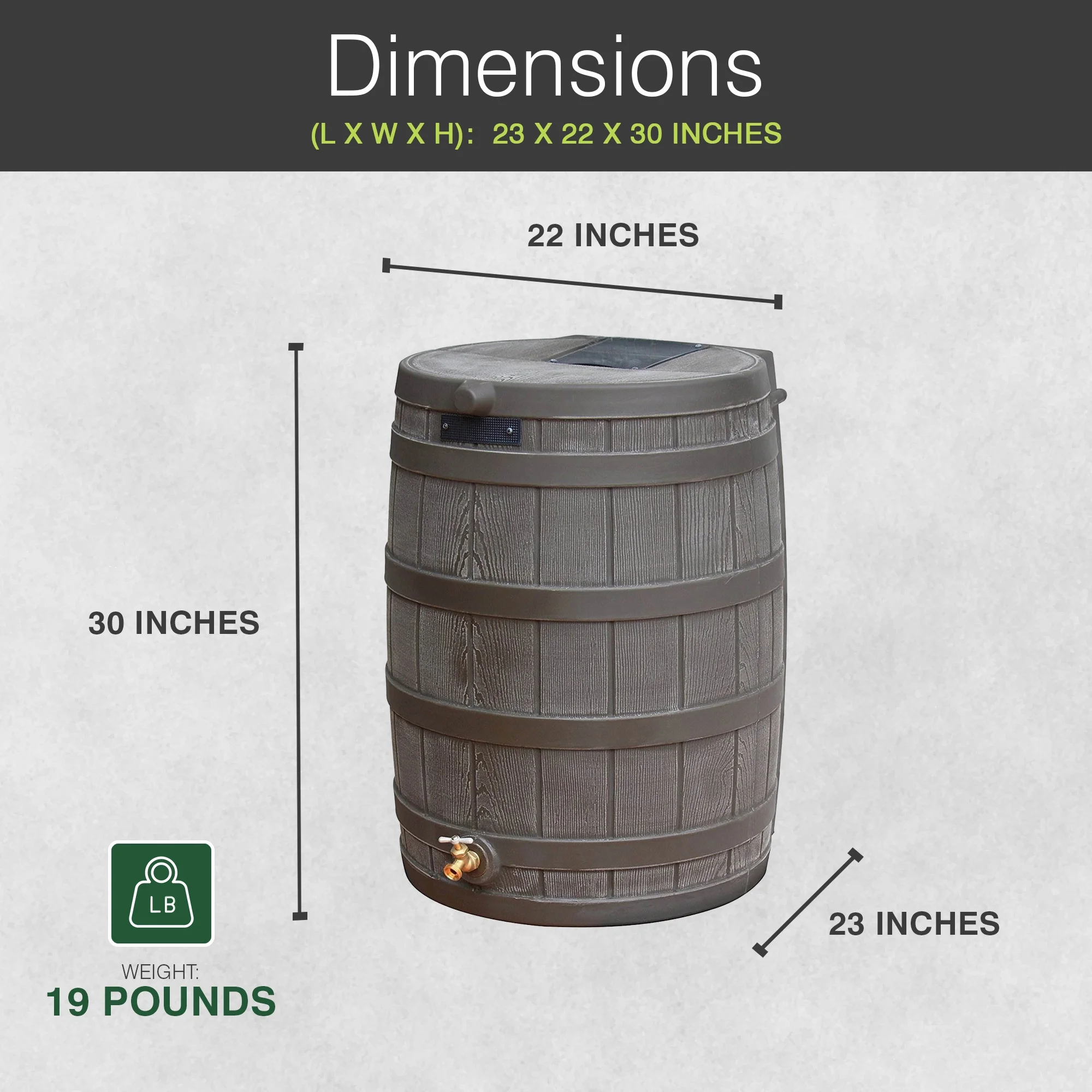 Good Ideas Rain Wizard Rain Storage Collection Rain Barrel 50-Gallon