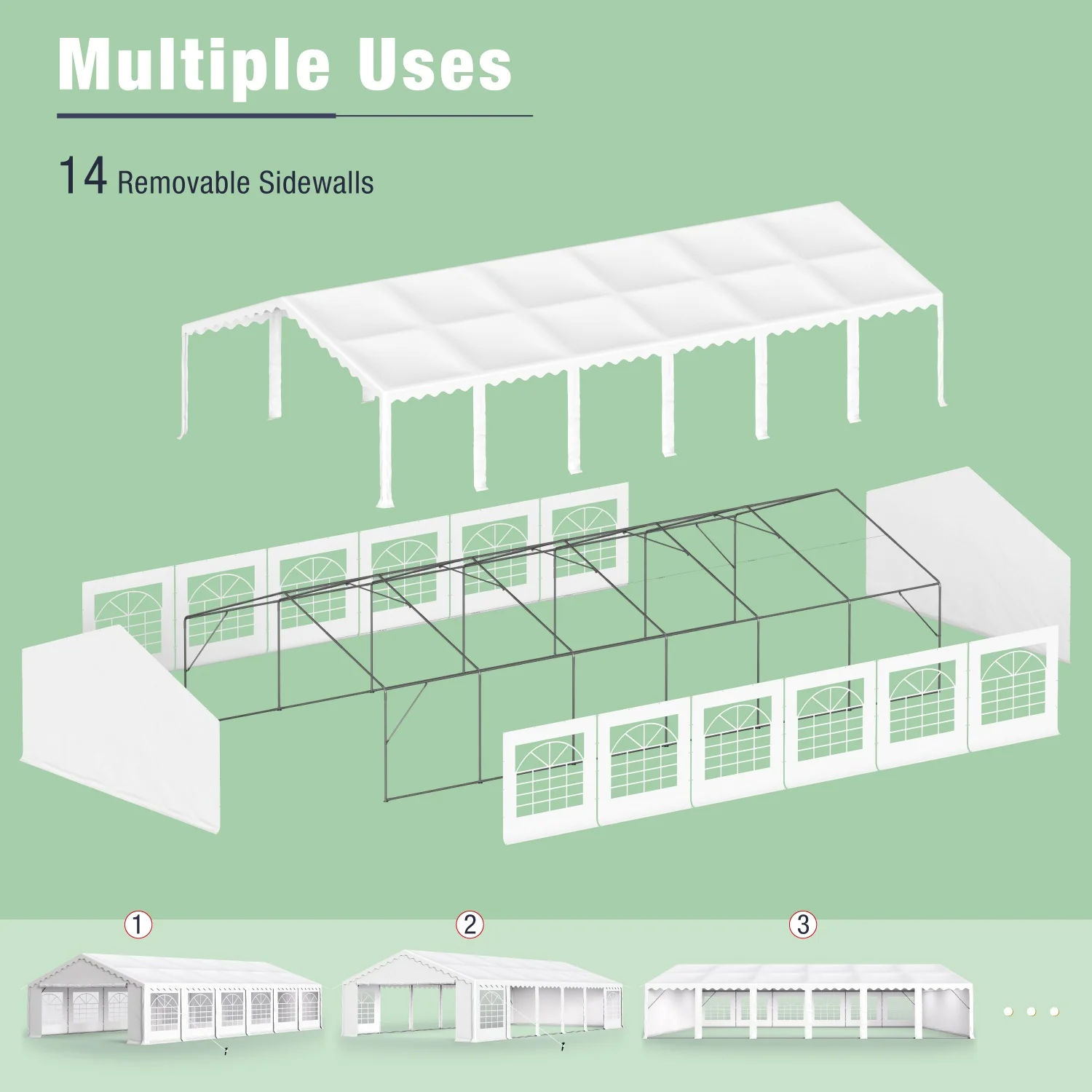 Summit Living 20 x 40 ft White Event Outdoor Canopies, Removable Sidewalls