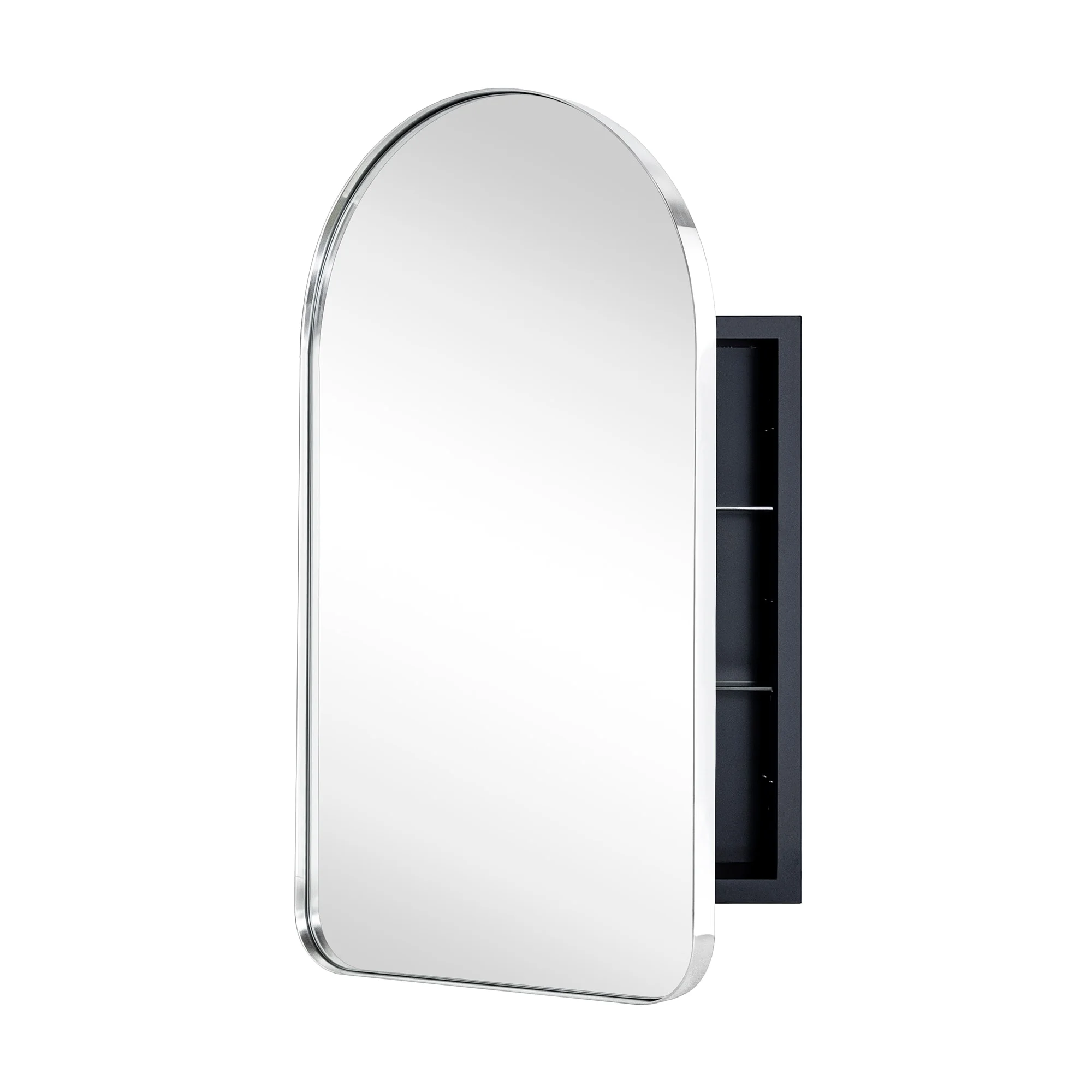 TEHOME Aristes Recessed Framed Medicine Cabinet with Mirror and Adjustable Shelves 16" x 28.3" - Black