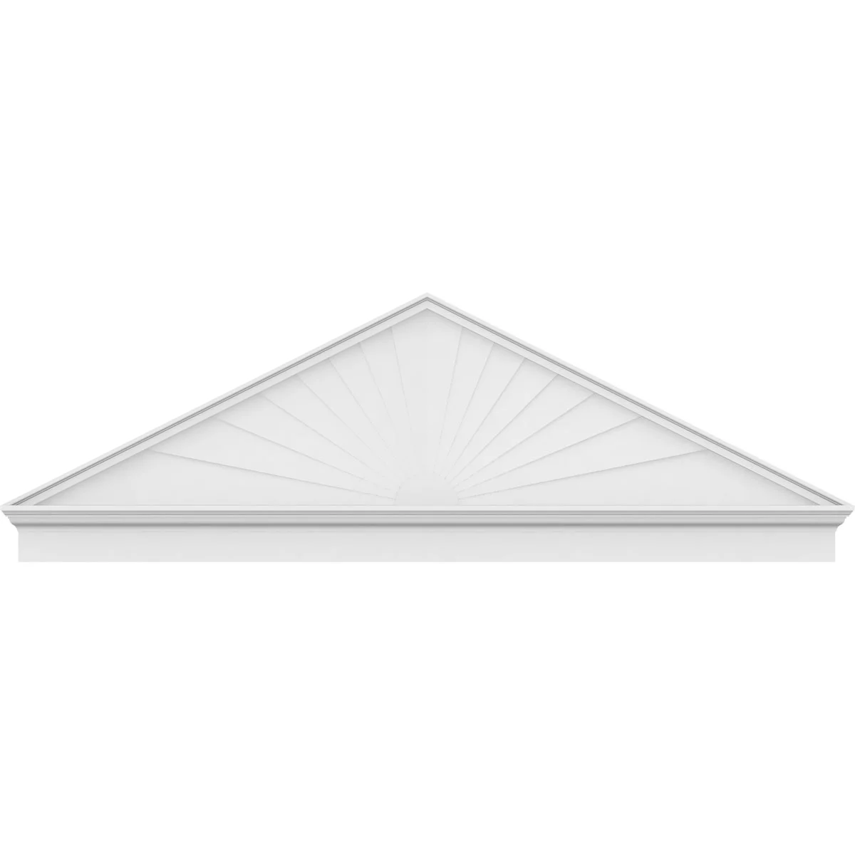 Ekena Millwork 52"W x 19-7/8"H x 2-3/4"P (Pitch 6/12) Peaked Cap Sunburst Architectural Grade PVC Combination Pediment