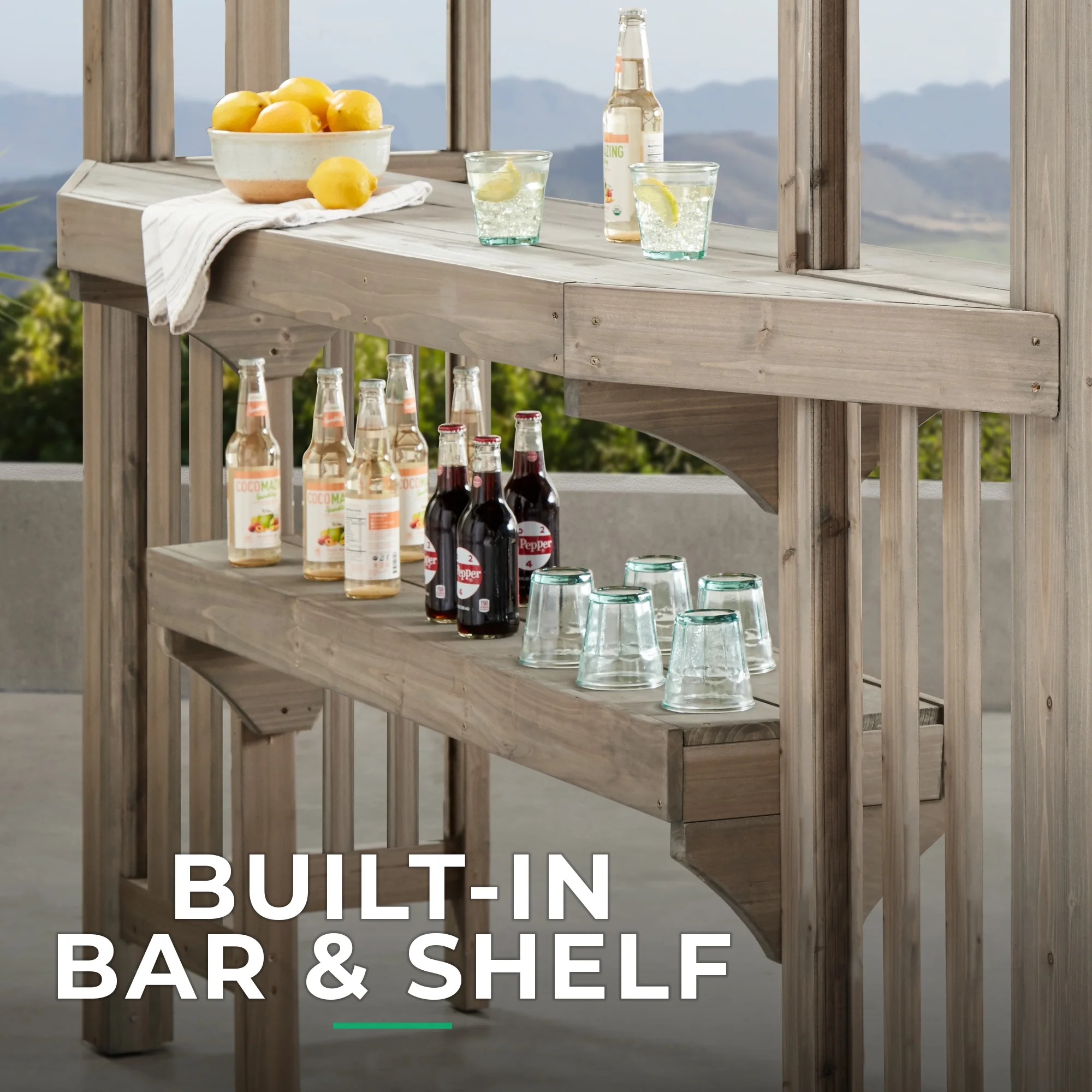 Yardistry 10 ft. x 14 ft. Madison Pergola with Bar and Sunshade