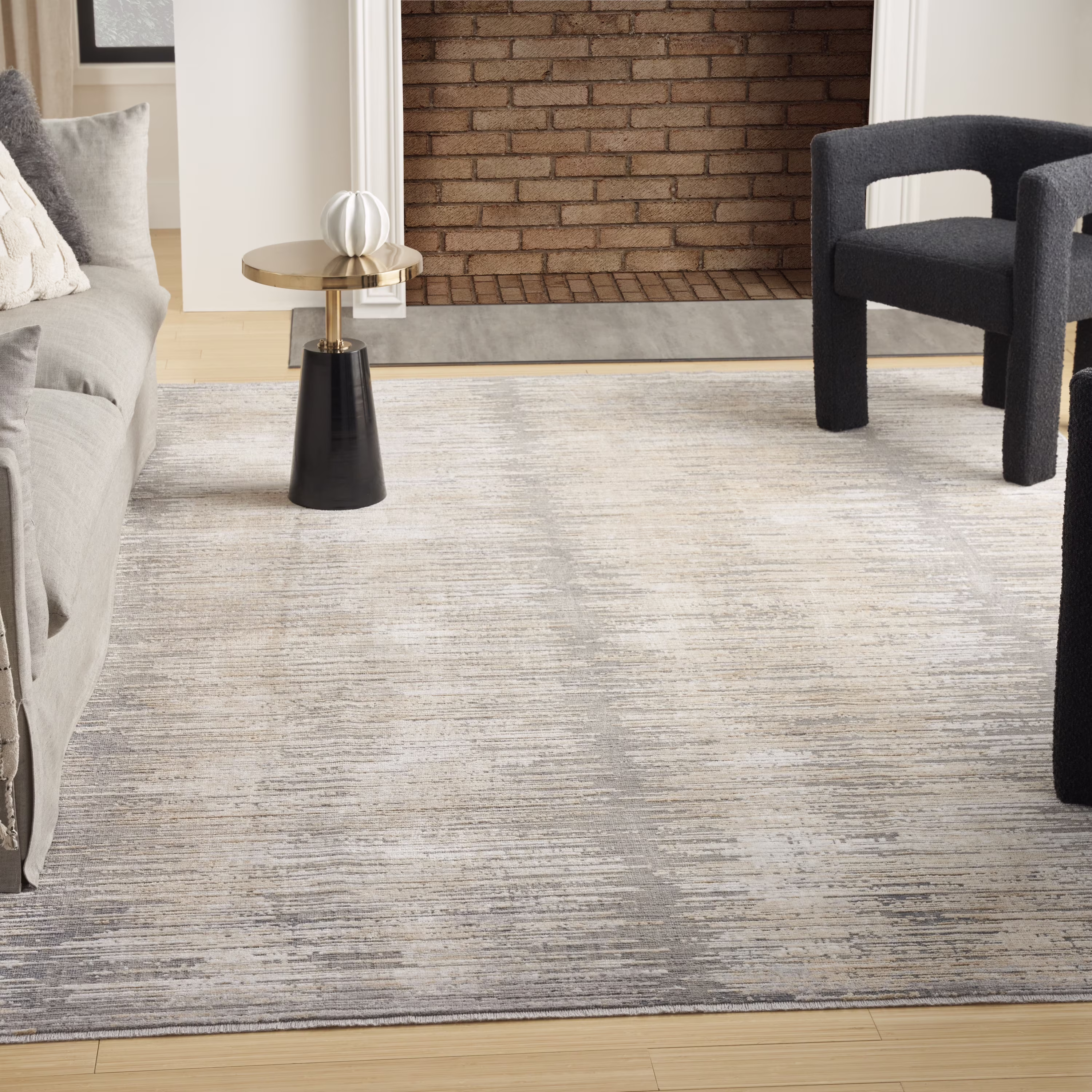 Nourison Modern Abstract Abstract Grey Gold 5'3" x 7'6" Area Rug (5x8)