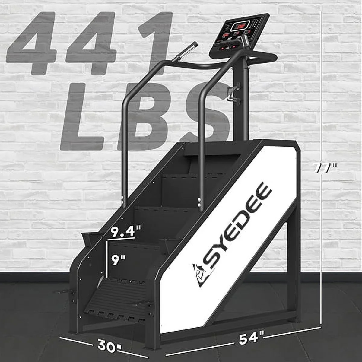 syedee Stair Stepper With LED Screen, 12 Workout Programs, 441LBS, 24-164 Steps/Minute, White