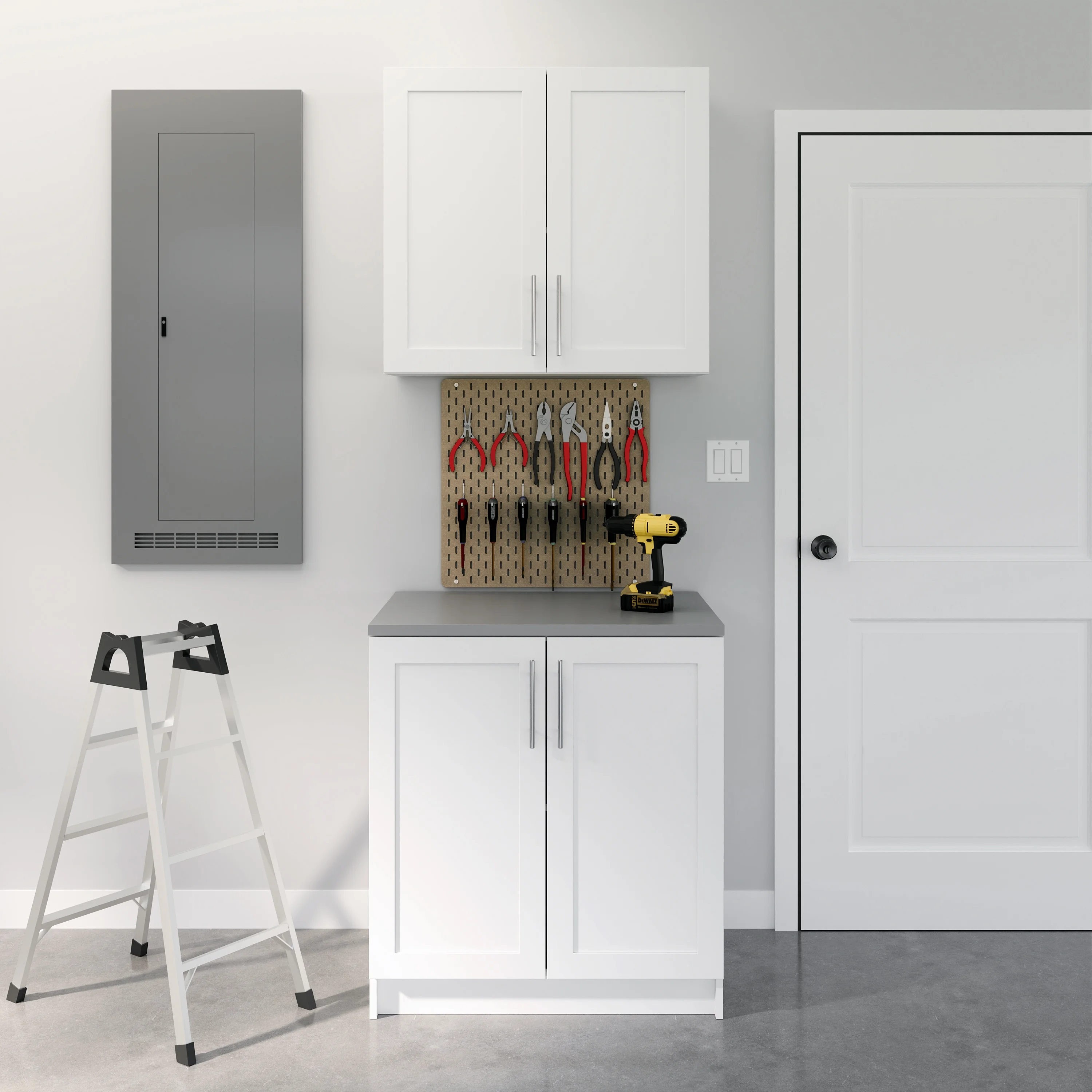Prepac Elite 32" H Wall Cabinet with Panel Doors, White Storage Cabinet, Bathroom Cabinet, Pantry Cabinet with with 1 Adjustable Shelf 12.75" D x 32" W x 30" H, WSUR-1003-1