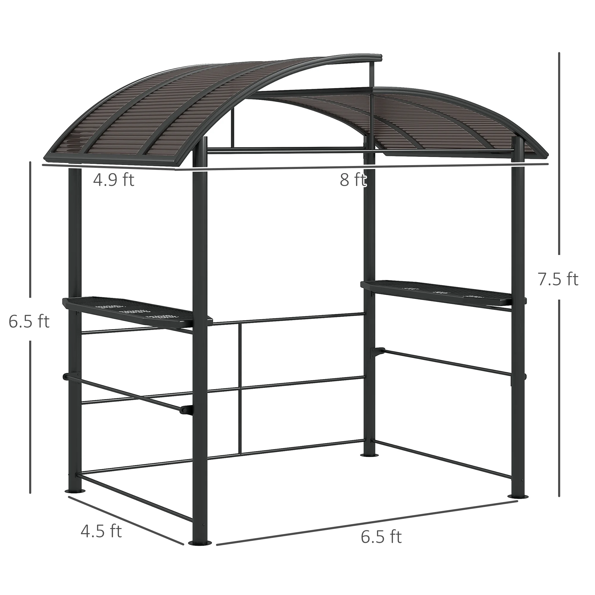 Outsunny 8' x 5' Grill Gazebo Shelter with Vented PC Roof, Side Shleves