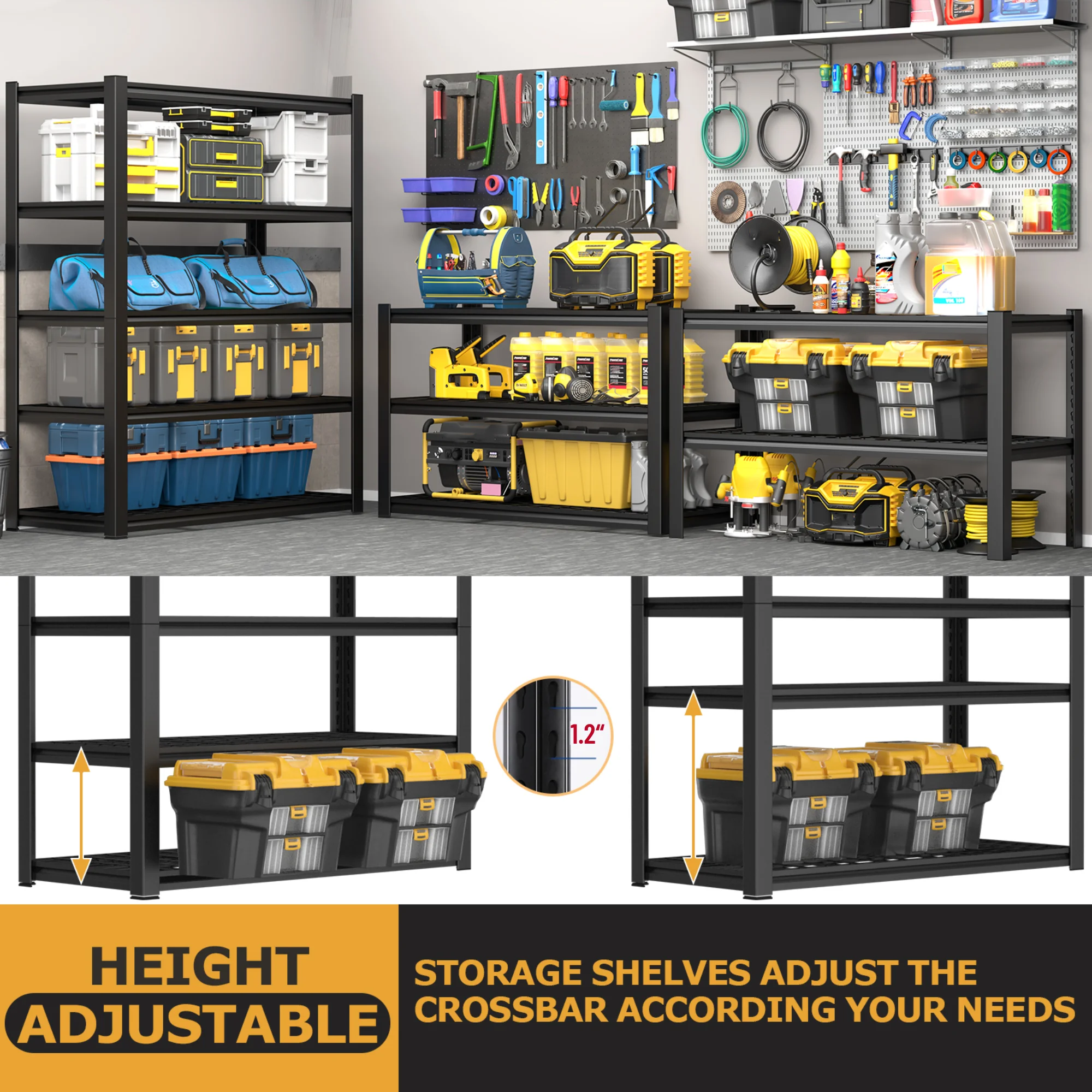 TrumanPick Storage Shelves 2500LBS Metal Wire Shelving Units Garage Storage Rack 48"W x 18"D x 72"H Heavy Duty Adjustable Industrial Shelving