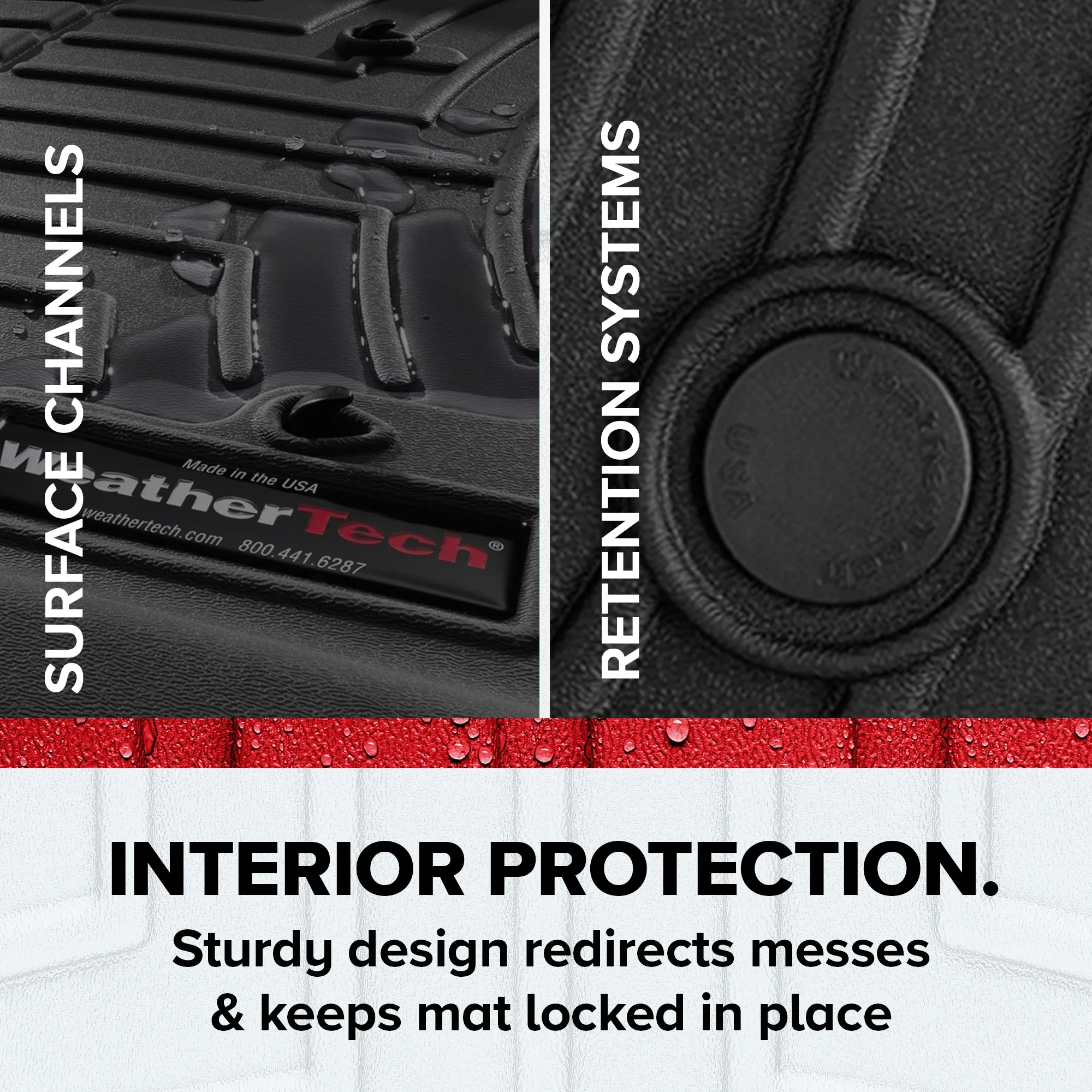 WeatherTech Custom Fit FloorLiners compatible with 2021-2024 Tesla Model X - 2nd Row, Black