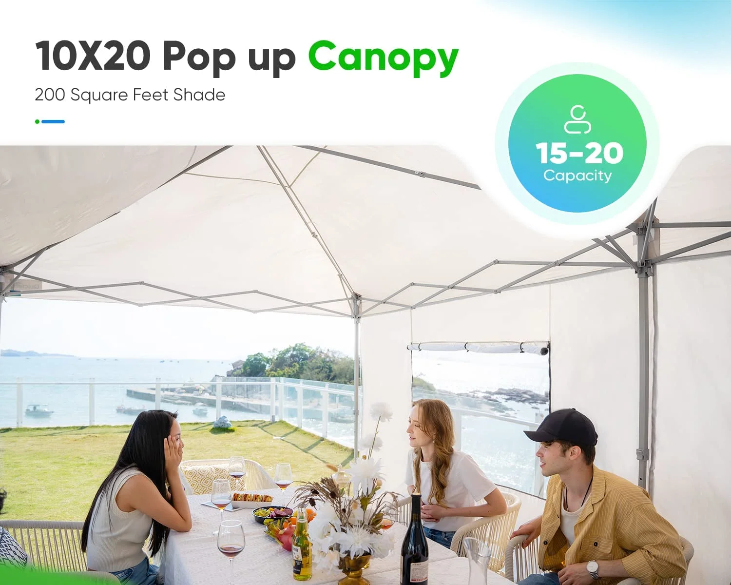 Quictent 10' x 20' White Instant, Event and Pop-up Outdoor Canopy