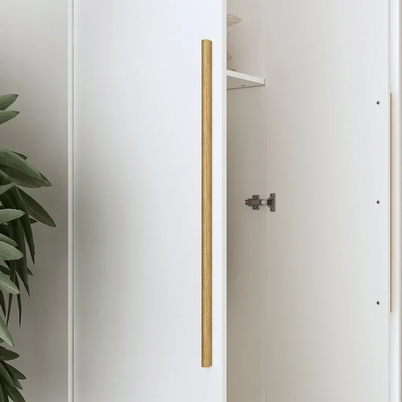 Modern Freestanding Solid Wood Wardrobe Closet With Storage Shelves