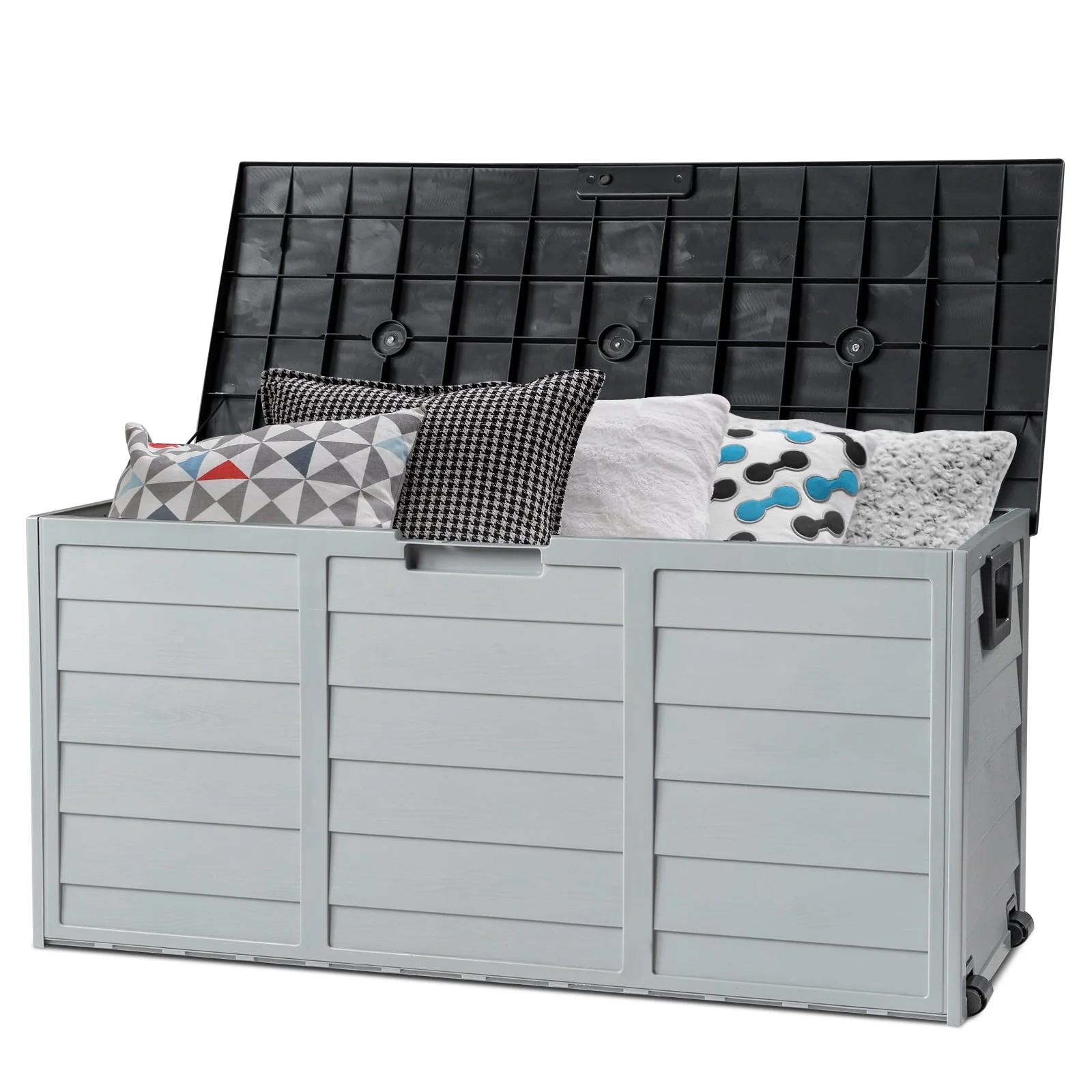 Ktaxon 75gal Outdoor Garden Plastic Storage Deck Box Chest Tools Cushions Toys Black