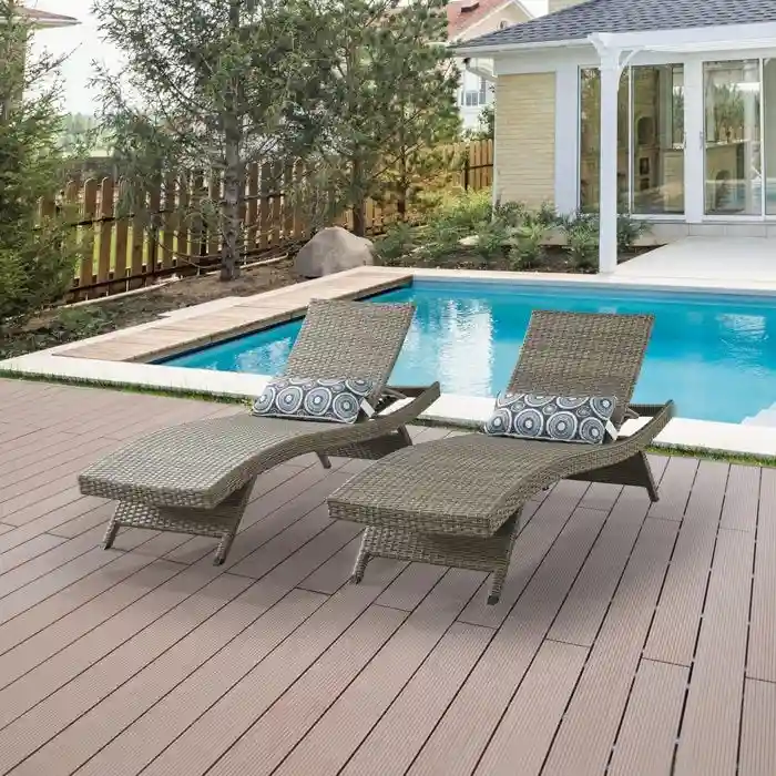 All Weather Wicker Chaise Lounge – Set of 2