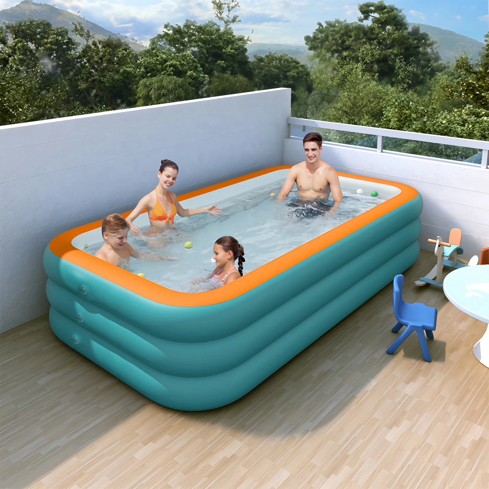 ZQIULDY Inflatable Swimming Pool for Kids and Adults, 118" X 68" X 23" Big Inflatable Pool, Family Swimming Pool for Toddlers Adult, Garden Lawn, Backyard Summer Water Party Pool