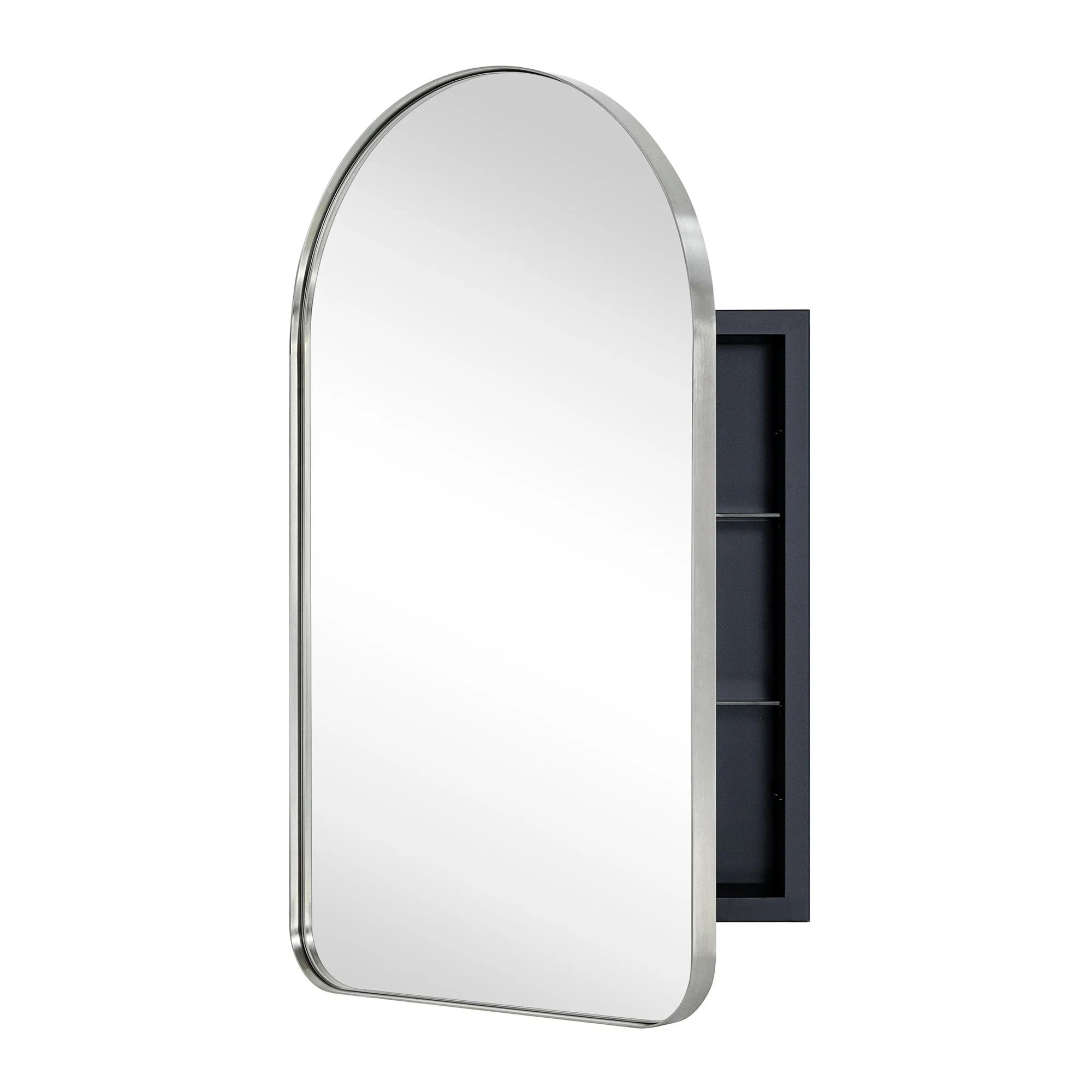 TEHOME Aristes Recessed Framed Medicine Cabinet with Mirror and Adjustable Shelves 16" x 28.3" - Black