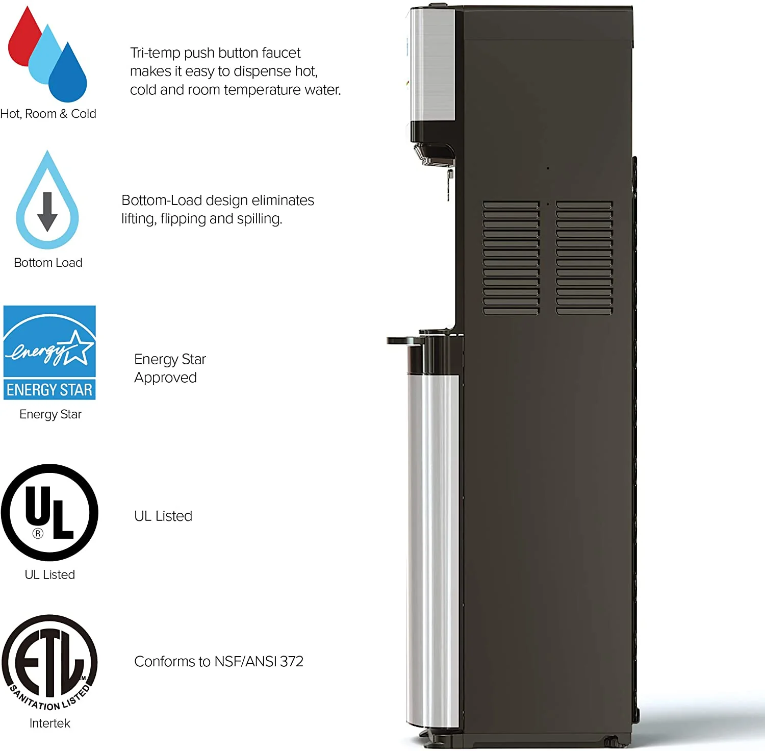 Brio Self Cleaning Bottom Loading Water Cooler Water Dispenser  3 Temperature Settings