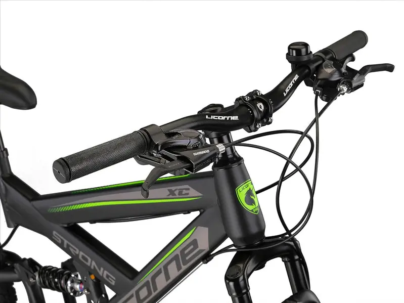Licorne Bike Strong 2D Premium Hardtail Mountain Bike - Aluminum Frame, 21-Speed Drivetrain