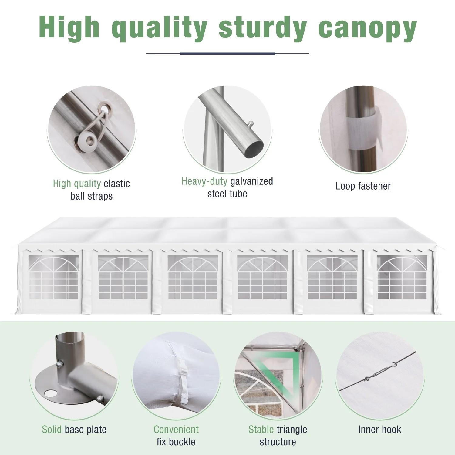 Summit Living 20 x 40 ft White Event Outdoor Canopies, Removable Sidewalls