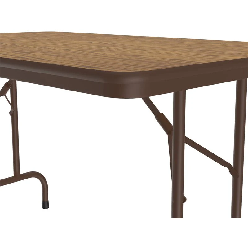 Correll 30"W x 48"D Melamine Top Folding Table in Medium Oak