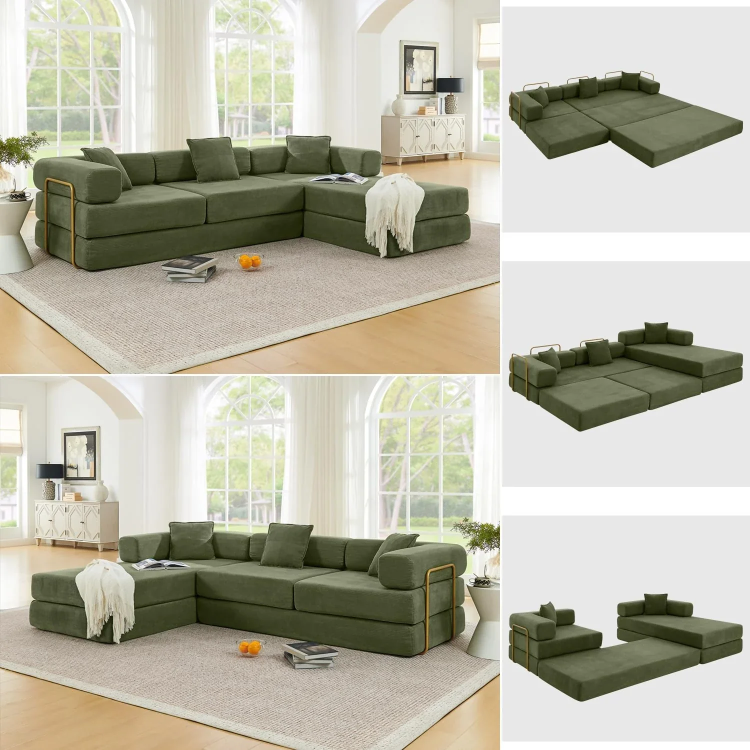 HANXIN 78 Inch Convertible Sleeper Sofa Bed, Folding Floor Mattress Couch