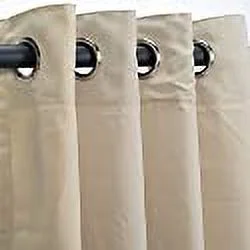 Sunbrella Canvas Antique Beige Outdoor Curtain with Nickel Plated Grommets 50 in. x 108 in.