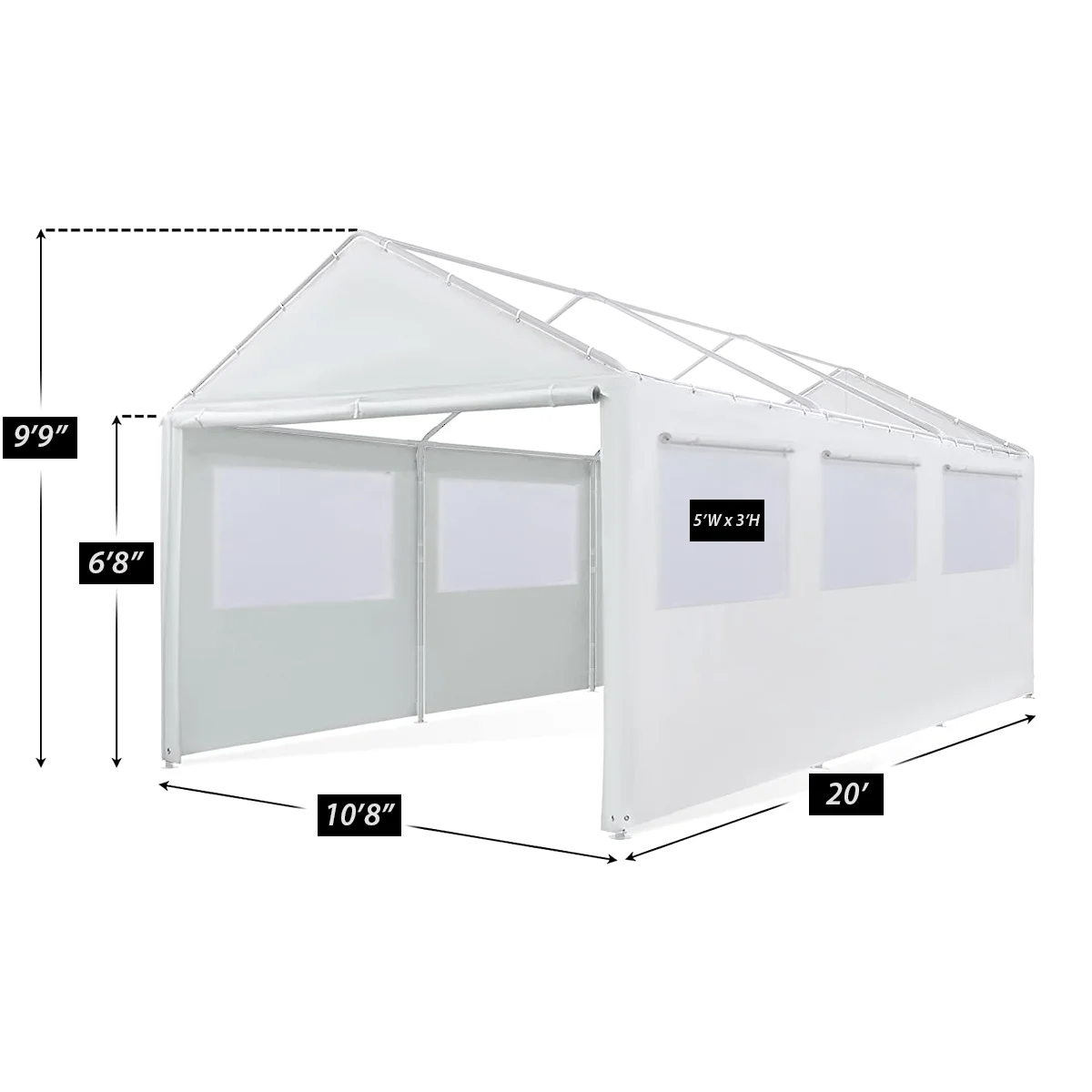 King Canopy 10' x 20' Carport Canopy Sidewall Kit w/ Bug Screen Windows
