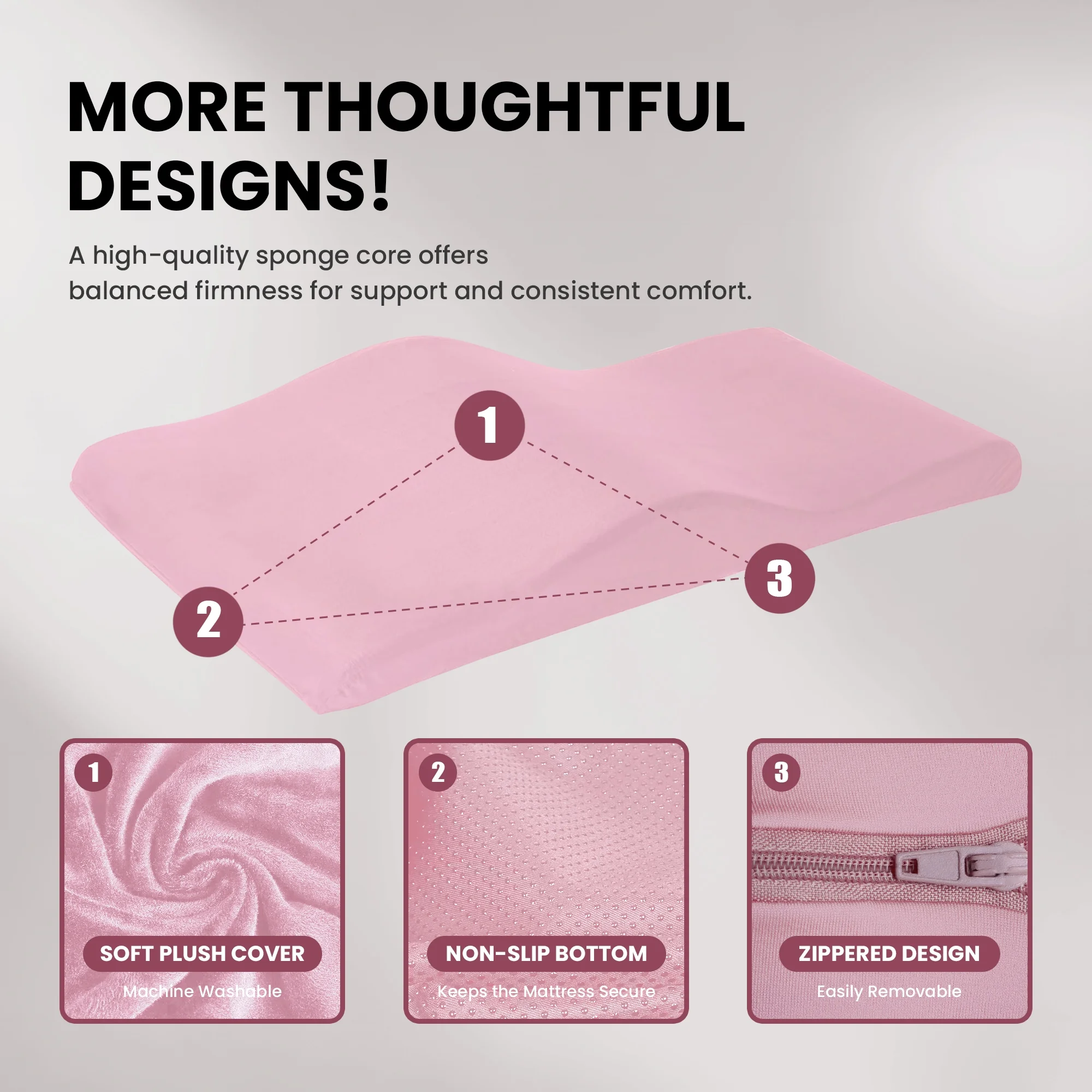 Lash Bed Foam Topper, Massage Table Memory Foam Topper, Ergonomic Curved Mattress Topper Lash Bed Cushion for Beauty Salon (71 Inches X 23.6 Inches(180cm X 60cm))
