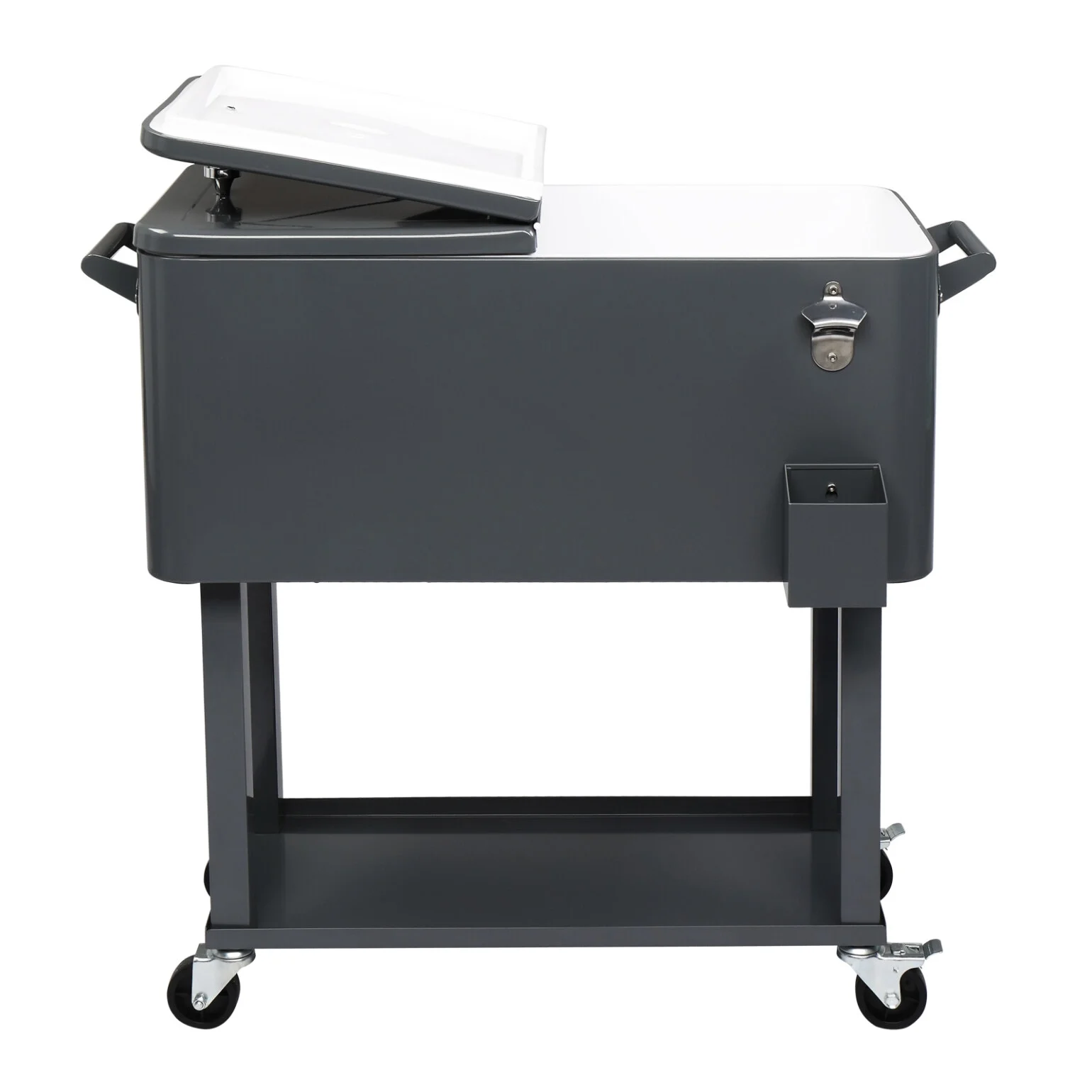80Qt All-In-One Cooler Cart With Bottle Opener, Lower Storage Shelf and Cap Catcher, Outdoor Party Rolling Cooler With Lockable Wheels For Pool Side, Patio, Balcony, Mint(33.07 x 15.16 x 35.83)"