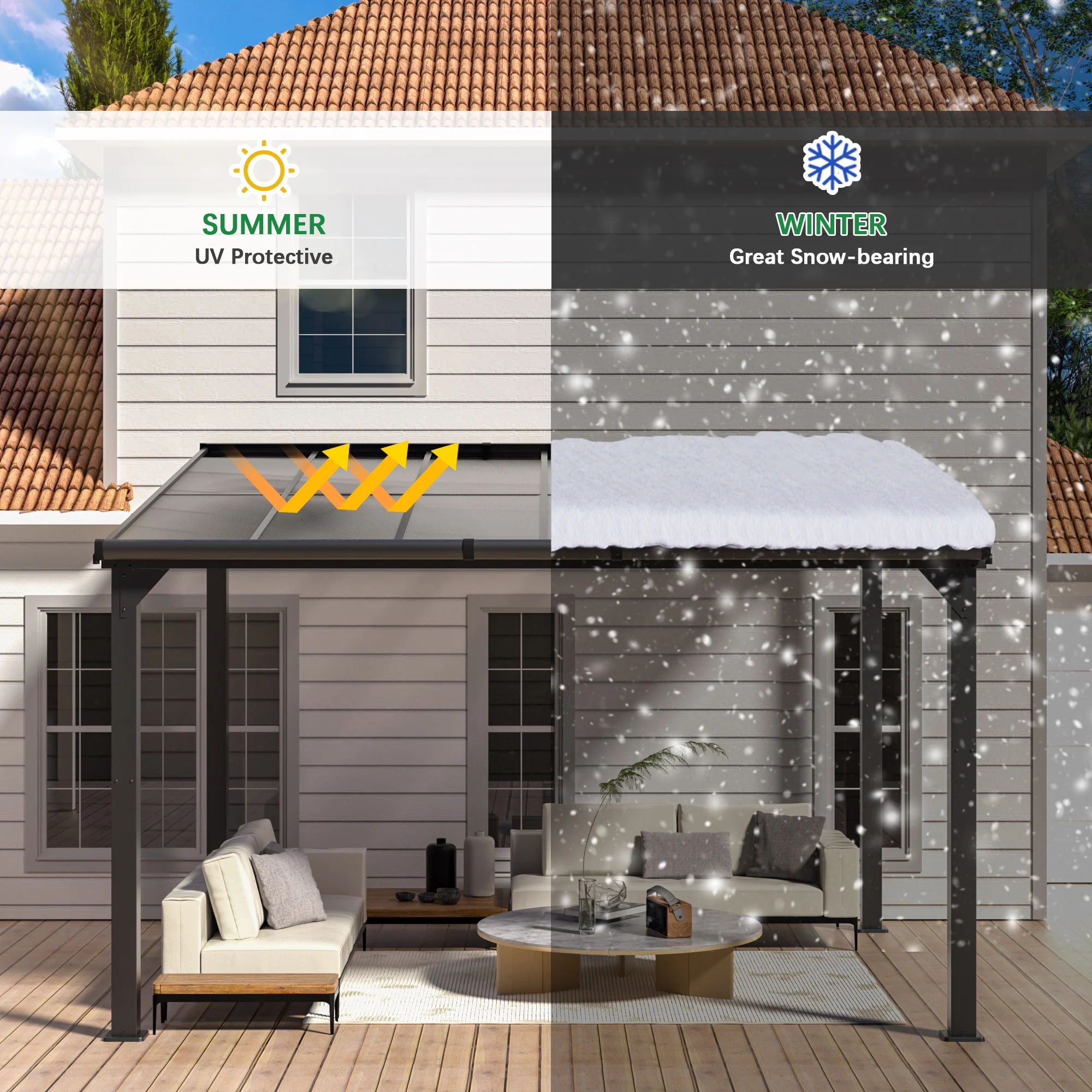 Jaxpety 14 x 10 ft. Hardtop Gazebo Outdoor Awnings for Patio, Backyard, Porch
