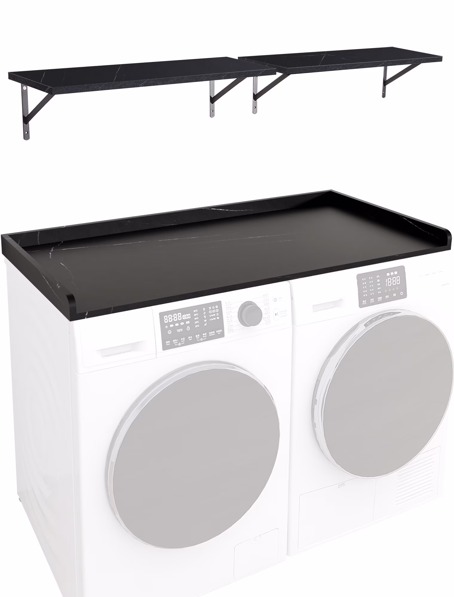 Kaboon Washer Dryer Countertop with Edge Rails, 27.5" x 54", Light Walnut