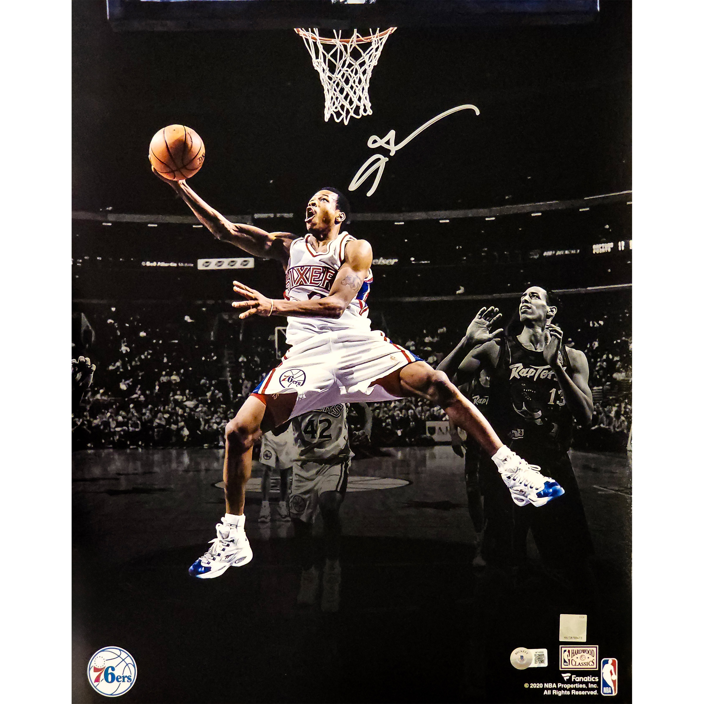 Allen Iverson Autographed Framed 16" x 20" Photo Philadelphia 76ers - Beckett Authenticated
