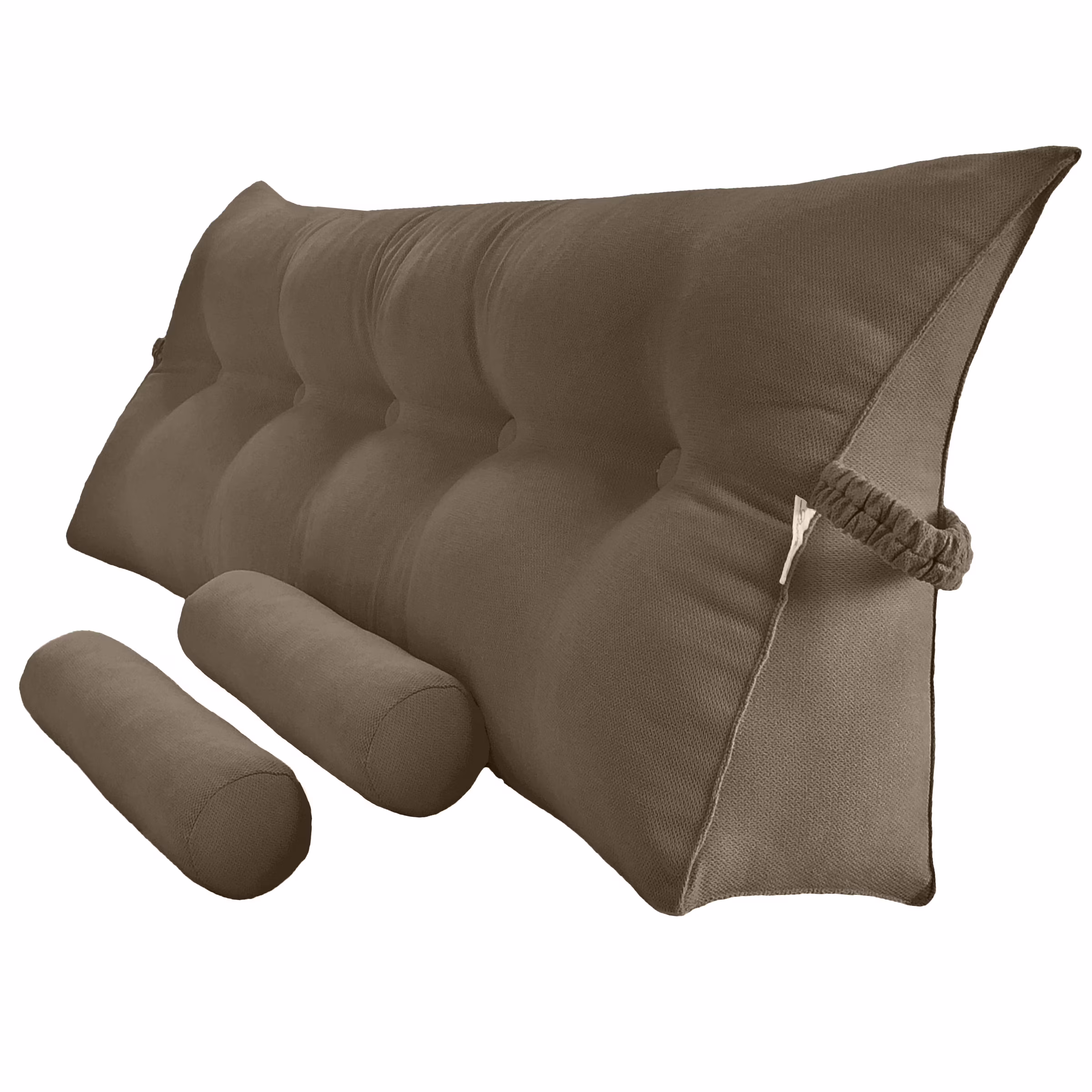 Peachwell Triangular Reading Bed Rest Pillow Large Bolster Cushion Headboard Backrest Wedge Pillow with Two Detachable Roll Pillows for Neck & Lumbar Support (Blue, Queen: 59 x 8 x 20 inches)
