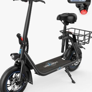 URBANMAX C1 Electric Scooter With Seat, 450W Motor, 22 Mile Range, 12 Inch Tires, Black
