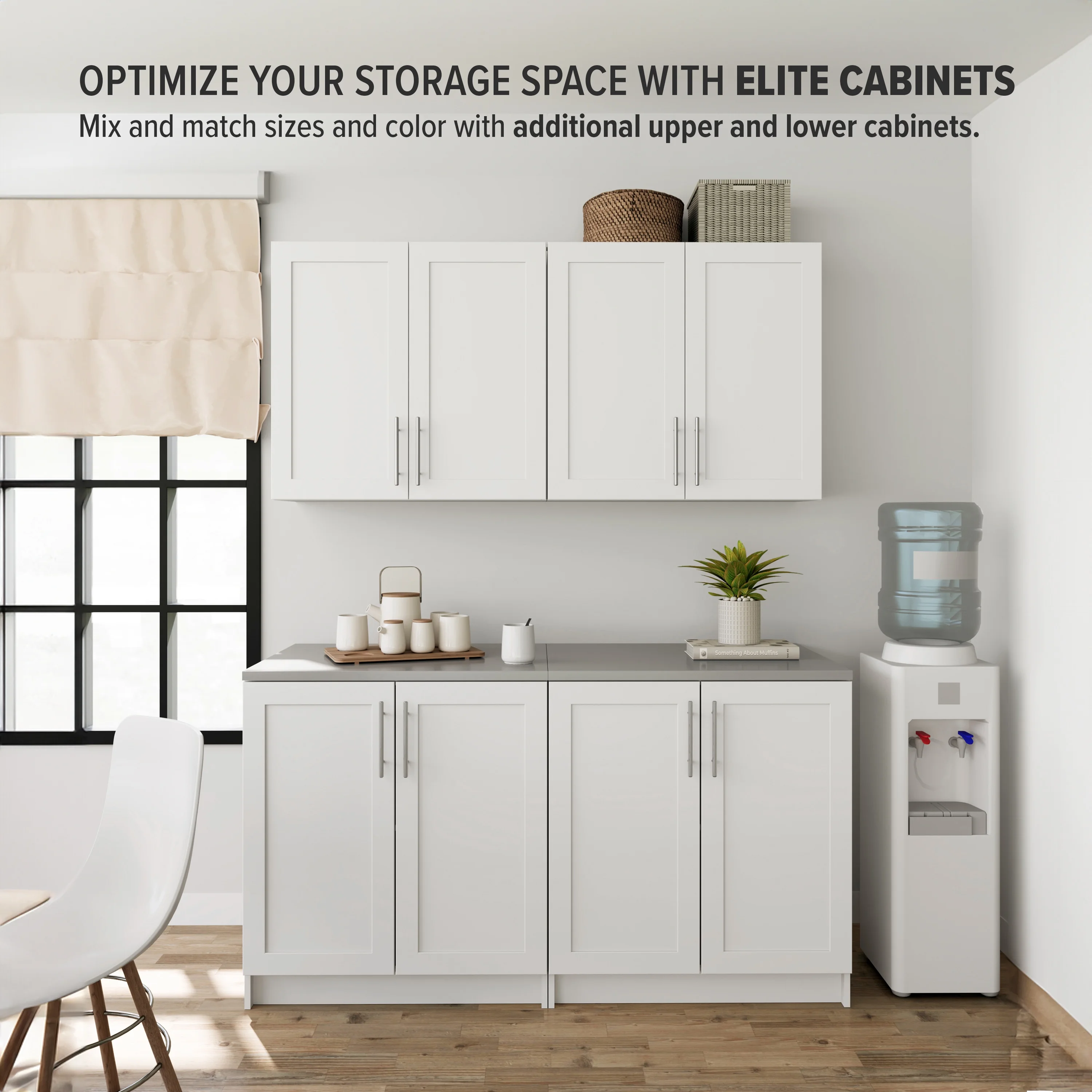 Prepac Elite 32" H Wall Cabinet with Panel Doors, White Storage Cabinet, Bathroom Cabinet, Pantry Cabinet with with 1 Adjustable Shelf 12.75" D x 32" W x 30" H, WSUR-1003-1