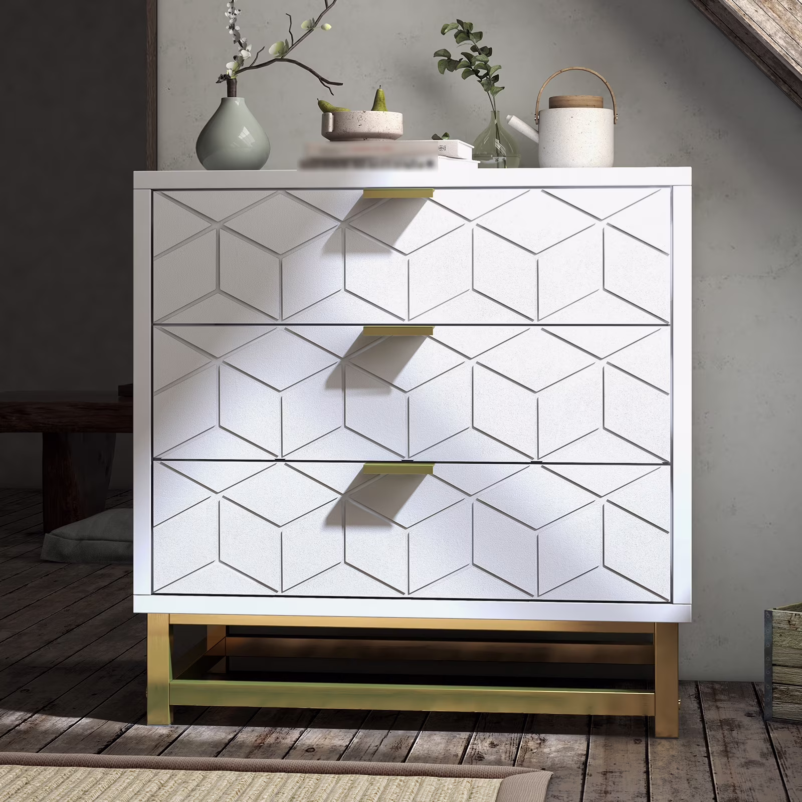 3 Drawer Dresser for Bedroom, Modern Chest of Drawers with 3 Drawers, Tall Nightstand with Metal Base and Metal Handles, Storage Cabinet for Bedroom, Hallway, 15.7"D x 23.6"W x 24.8"H