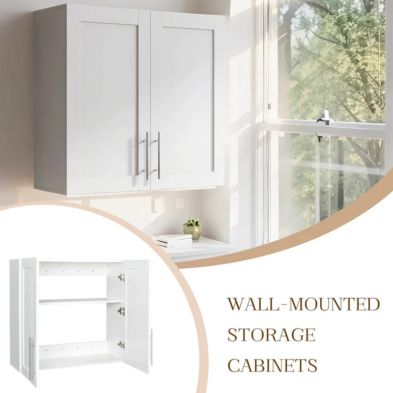 EBQOSK Wall Mounted Bathroom Cabinet, 31.5"D x 11.81"W x 37.8"H Vanity Mirror Cabinet with Facial Tissues Slot and Multifunctional Storage Area, Storage Cabinets for Laundry Bathroom White Style 2