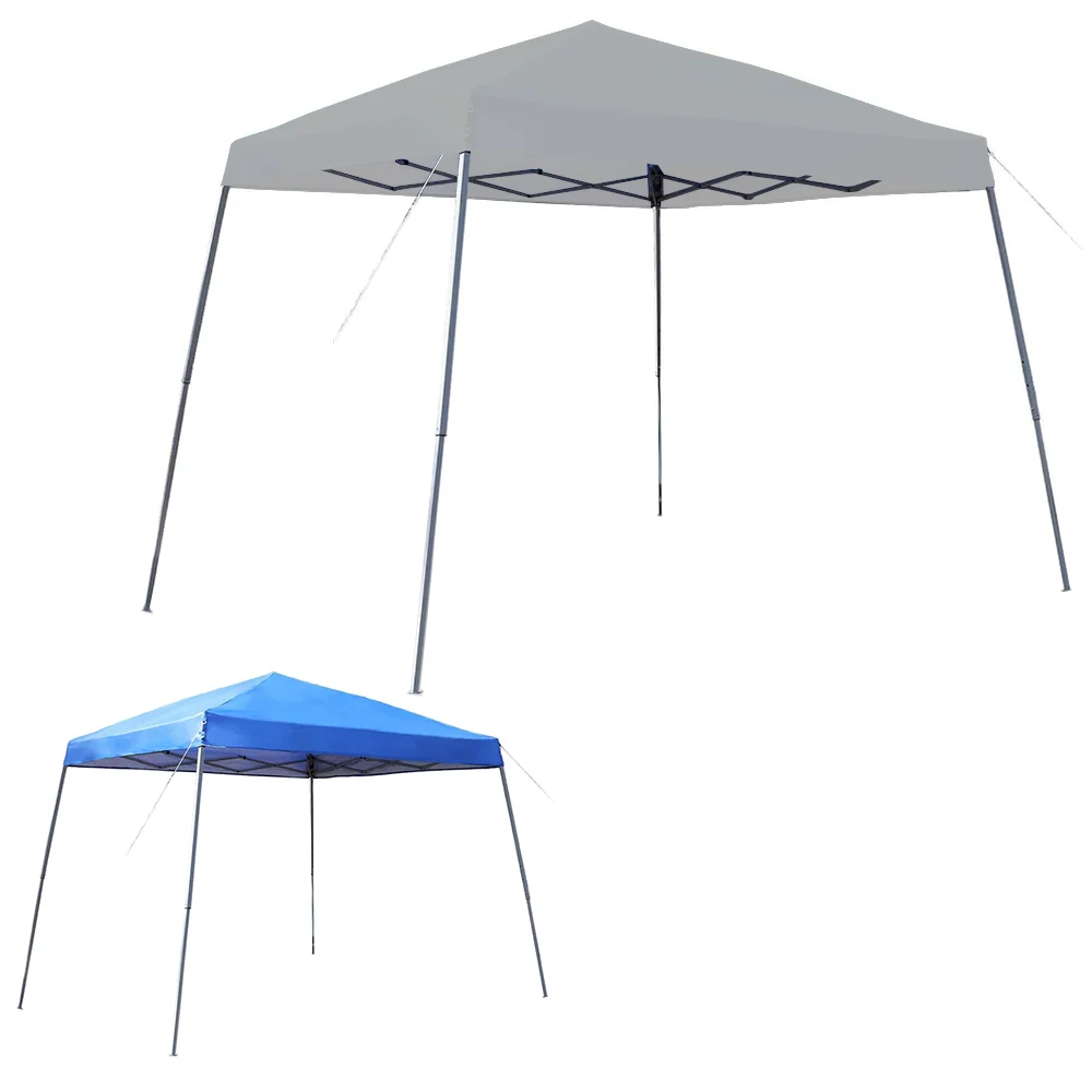 Garden Winds Custom Fit Replacement Canopy Top Cover Compatible with The Phi Villa Base 12' x 12', Canopy Top 9' x 9' Slant Leg - Upgraded Performance RIPLOCK 350 Fabric - Slate Gray