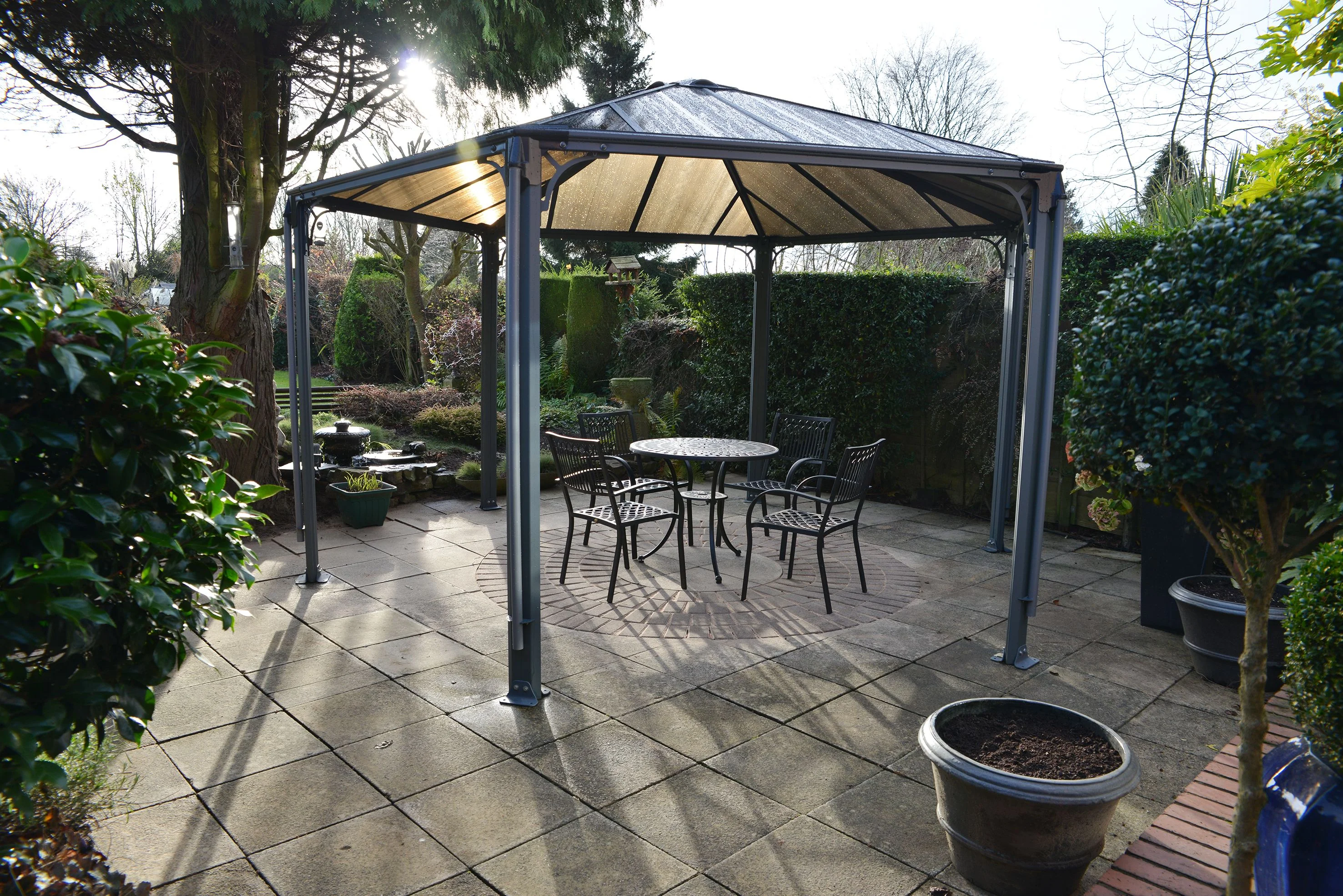 Palram - Canopia Monaco 15' x 13' Polycarbonate/Aluminum Hexagon Gazebo - Gray/Bronze