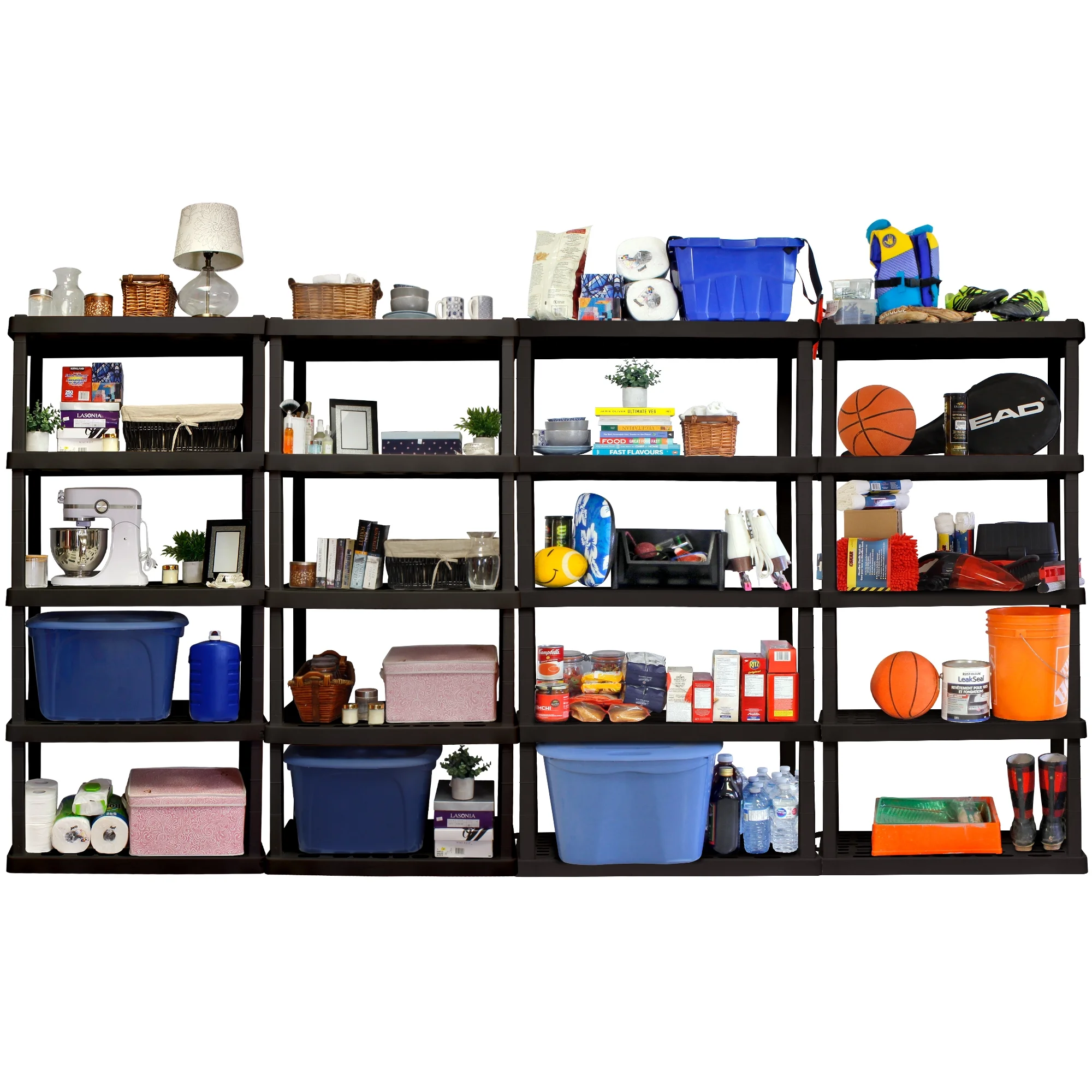 Hyper Tough Garage Shelving Unit Heavy Duty 5-Tier 75"H x 30"W x 14"D 2-Pack, Black 450 lbs Total Capacity