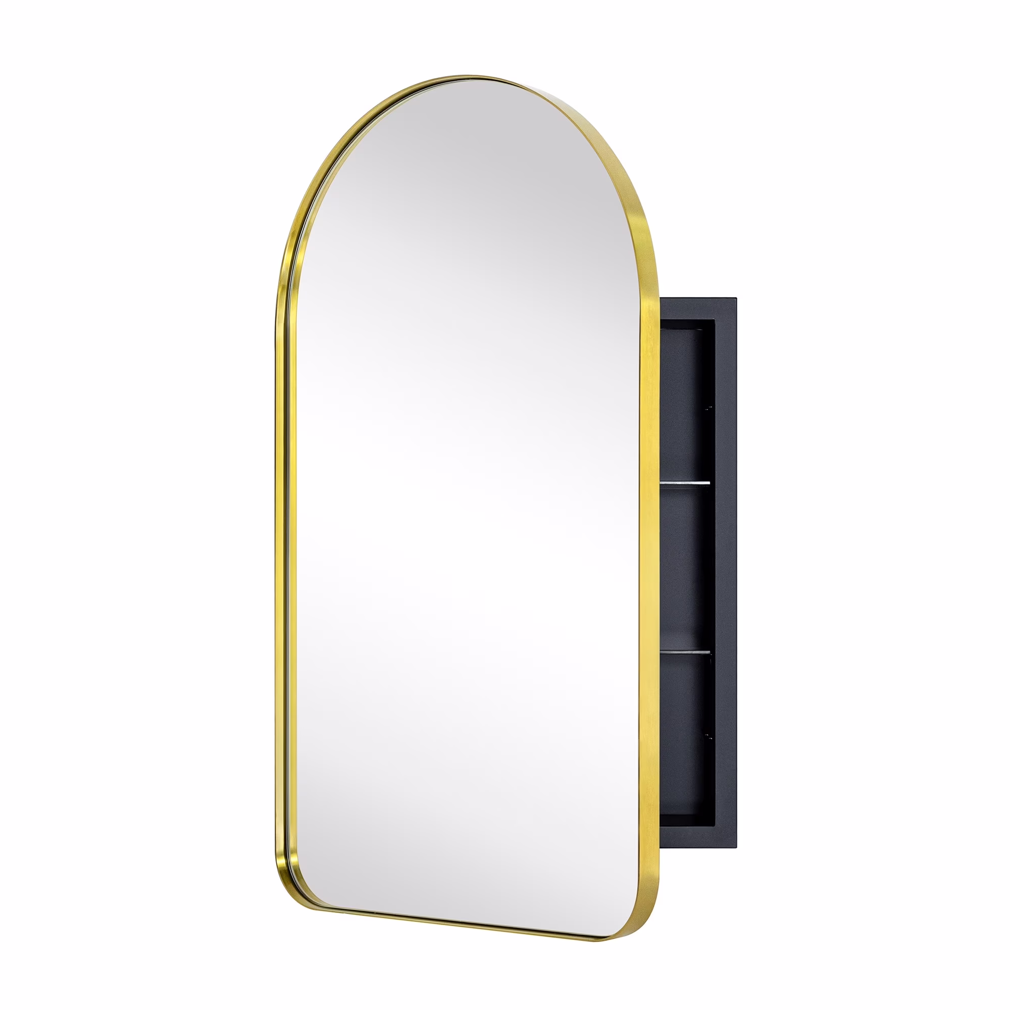 TEHOME Aristes Recessed Framed Medicine Cabinet with Mirror and Adjustable Shelves 16" x 28.3" - Black
