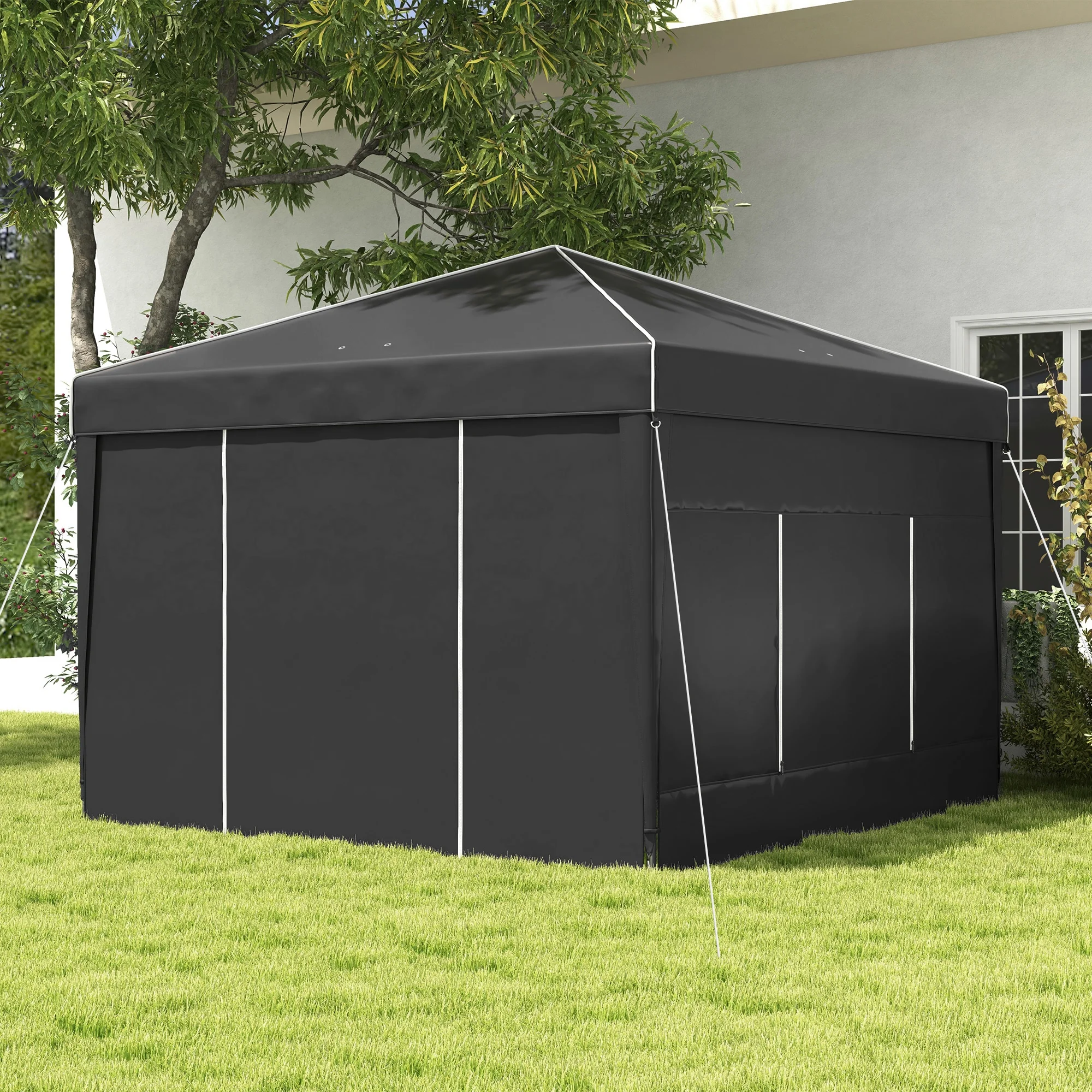 Outsunny 116.25 x 116.25 in Black Pop up Outdoor Canopies, Adjustable Height