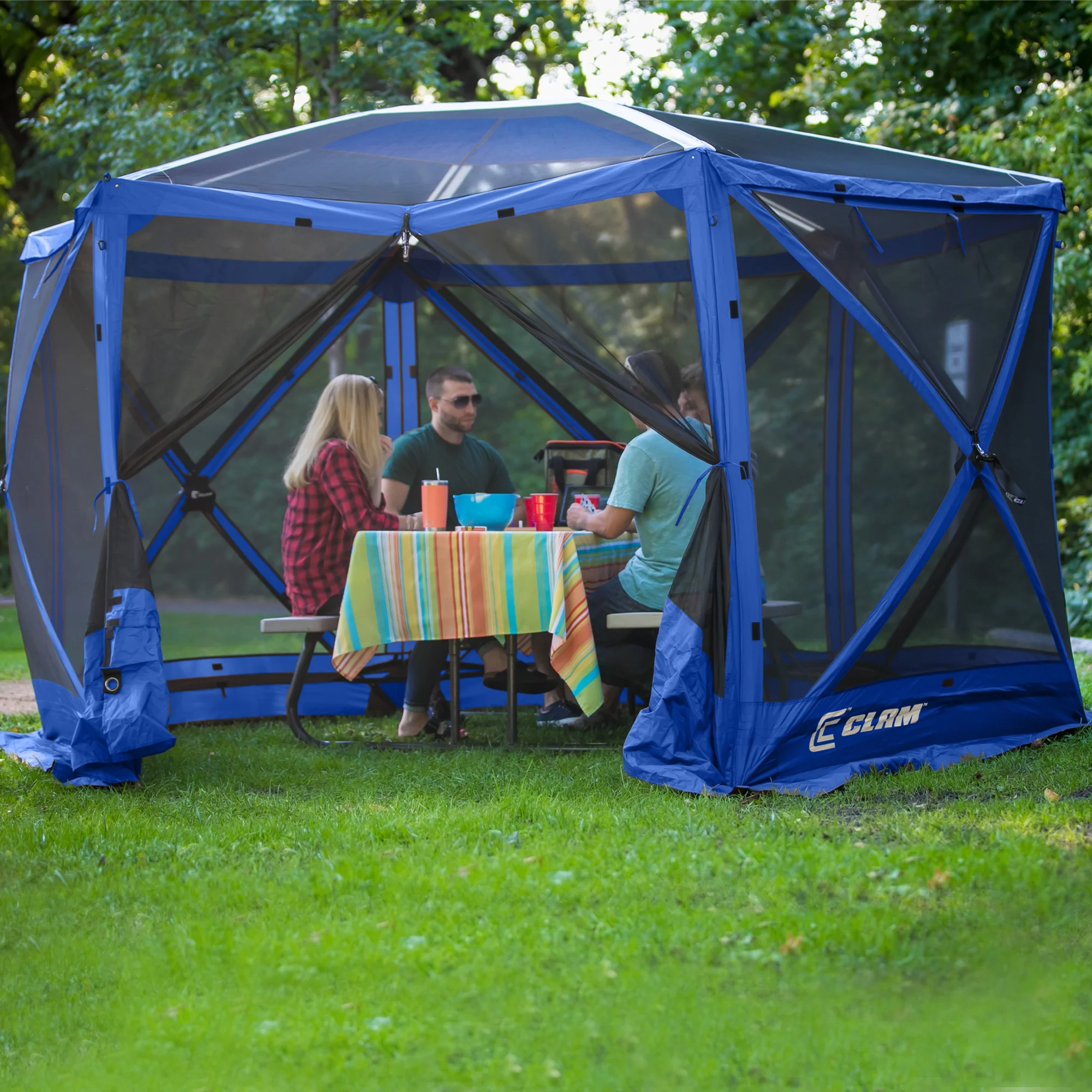 CLAM Quick-Set Escape Sport 11.5 x 11.5 Foot Tailgating Canopy Tent, Blue