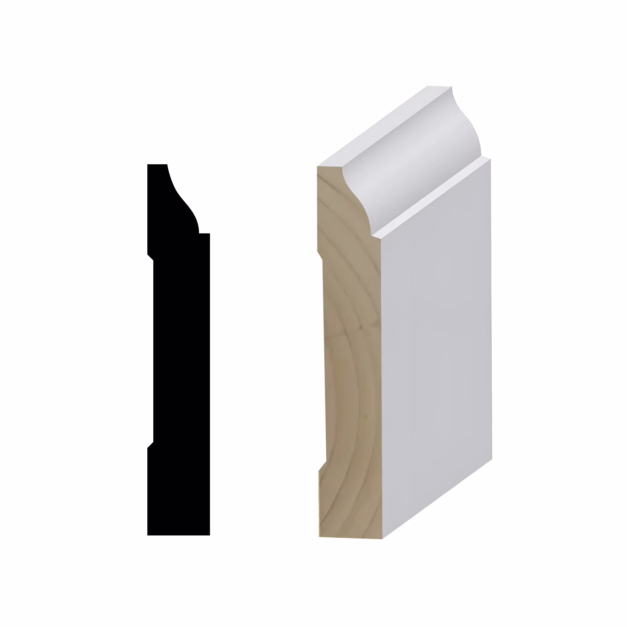 RMB 623 9/16 in.D x 3 1/4 in. W x 96 in. L Primed Finger-Joined Pine Baseboard Molding 10-pcs 80 Ft Total