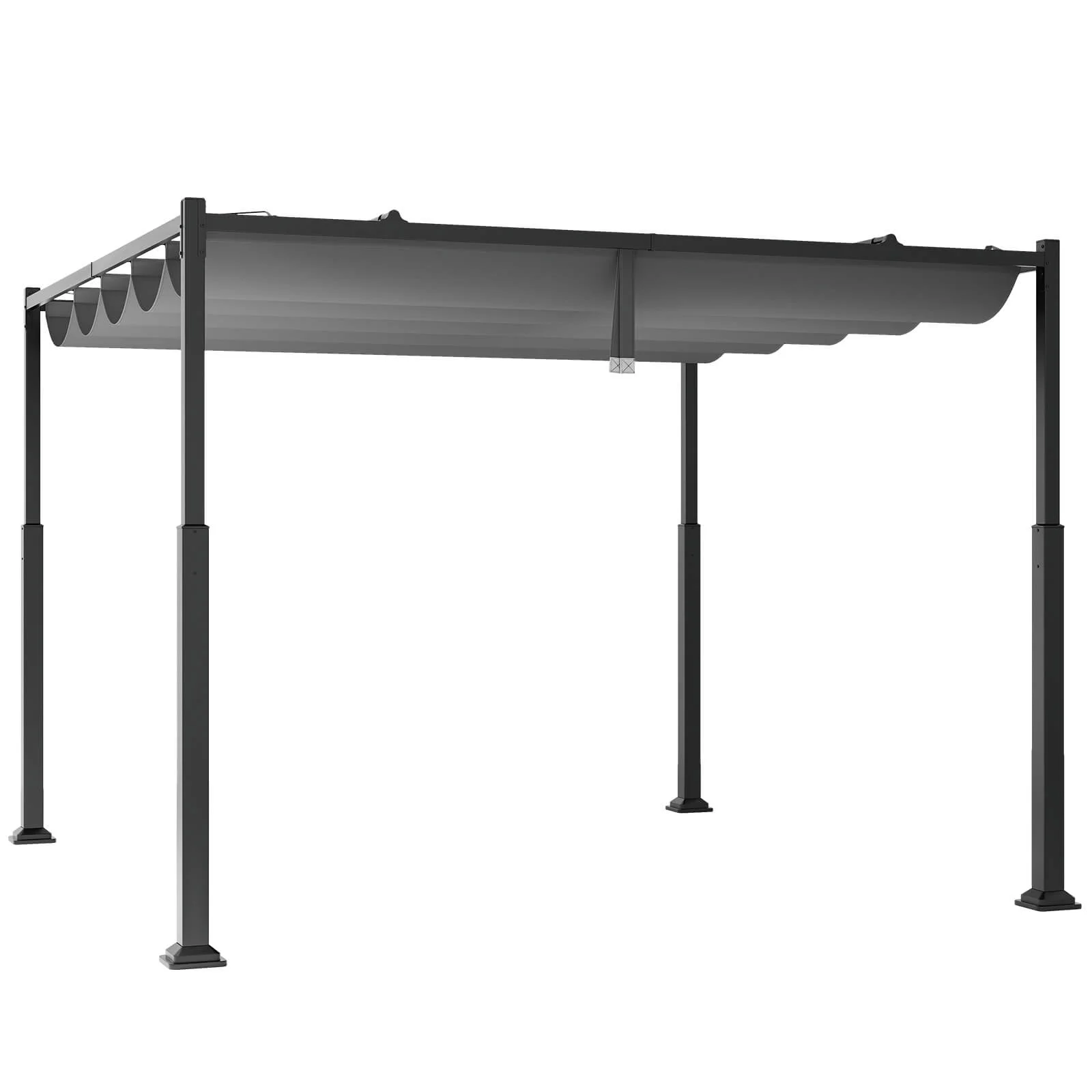 Costway 10' x 10' Outdoor Pergola with Retractable Canopy Heavy-Duty Metal Columns