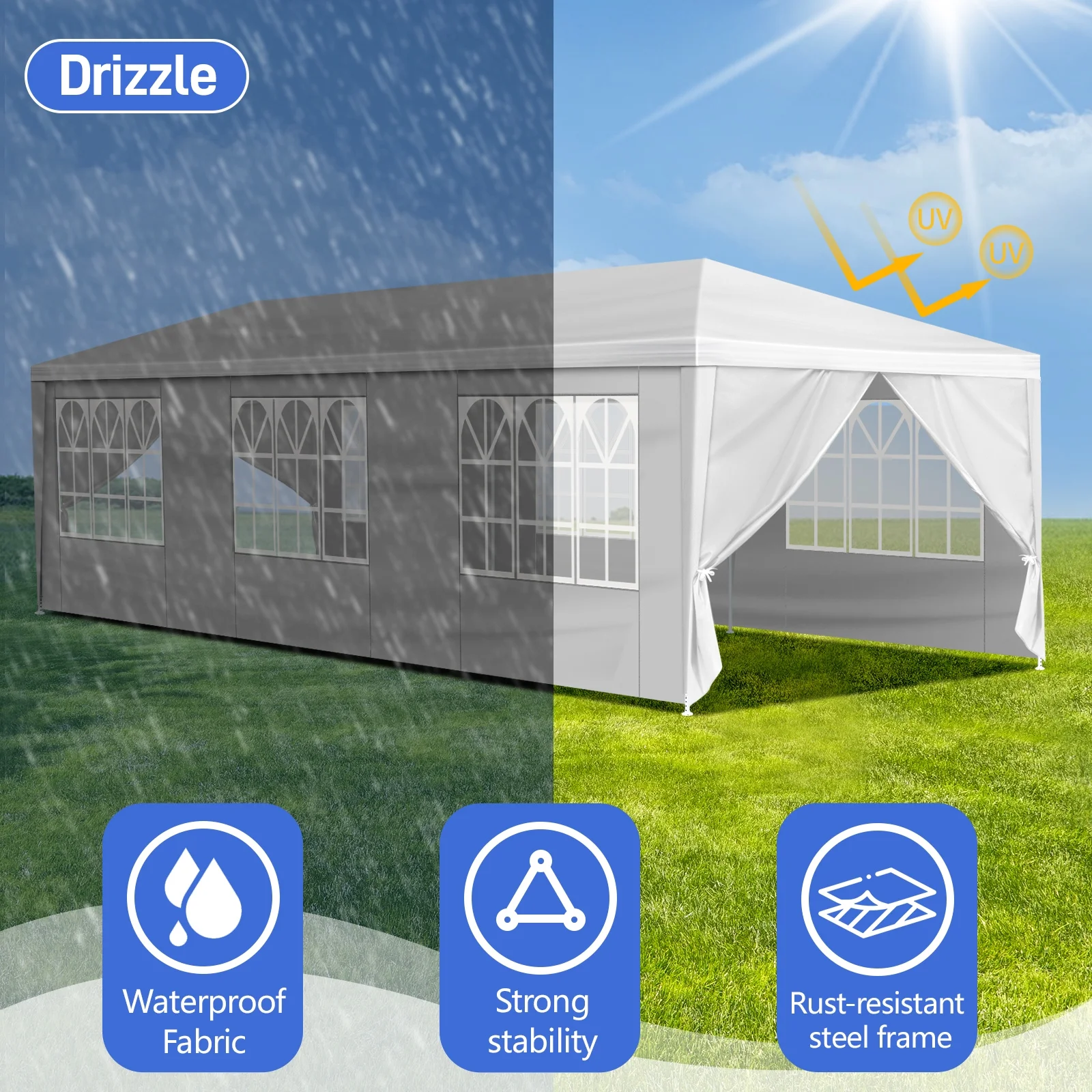 Ktaxon 10' X 20' Canopy Tent with 6 Side Walls for Party Wedding Camping and BBQ