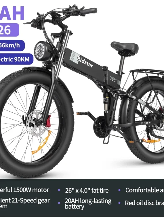 Eletric Bike for Adults 750W Motor 48V 20Ah Removable Battery 26?? Fat Tire Folding E-Bike Shimano 21-Speed MTB Cycling UL2849