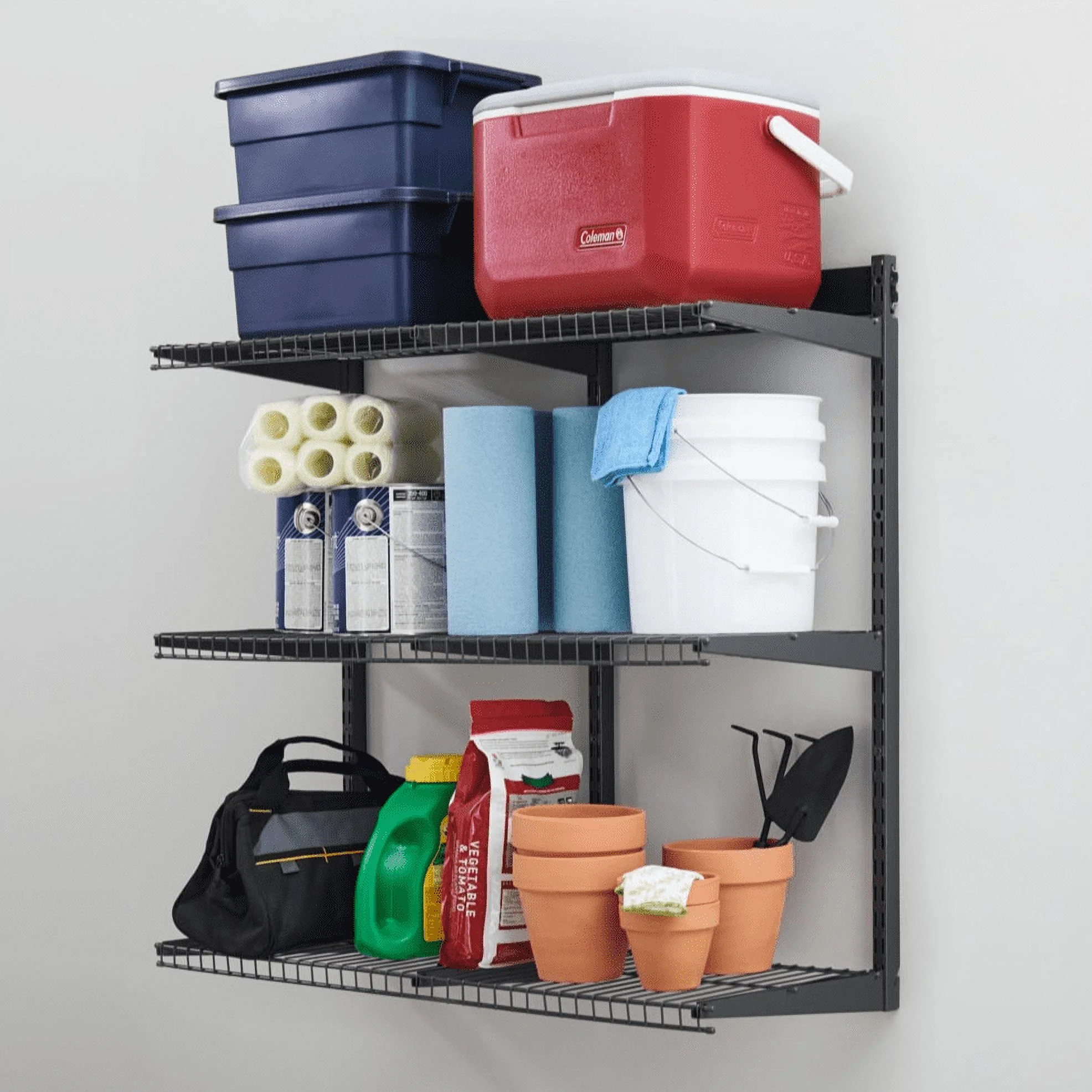Rubbermaid Garage FastTrack 36" x 12" Shelf Kit, 3-Shelves, Black