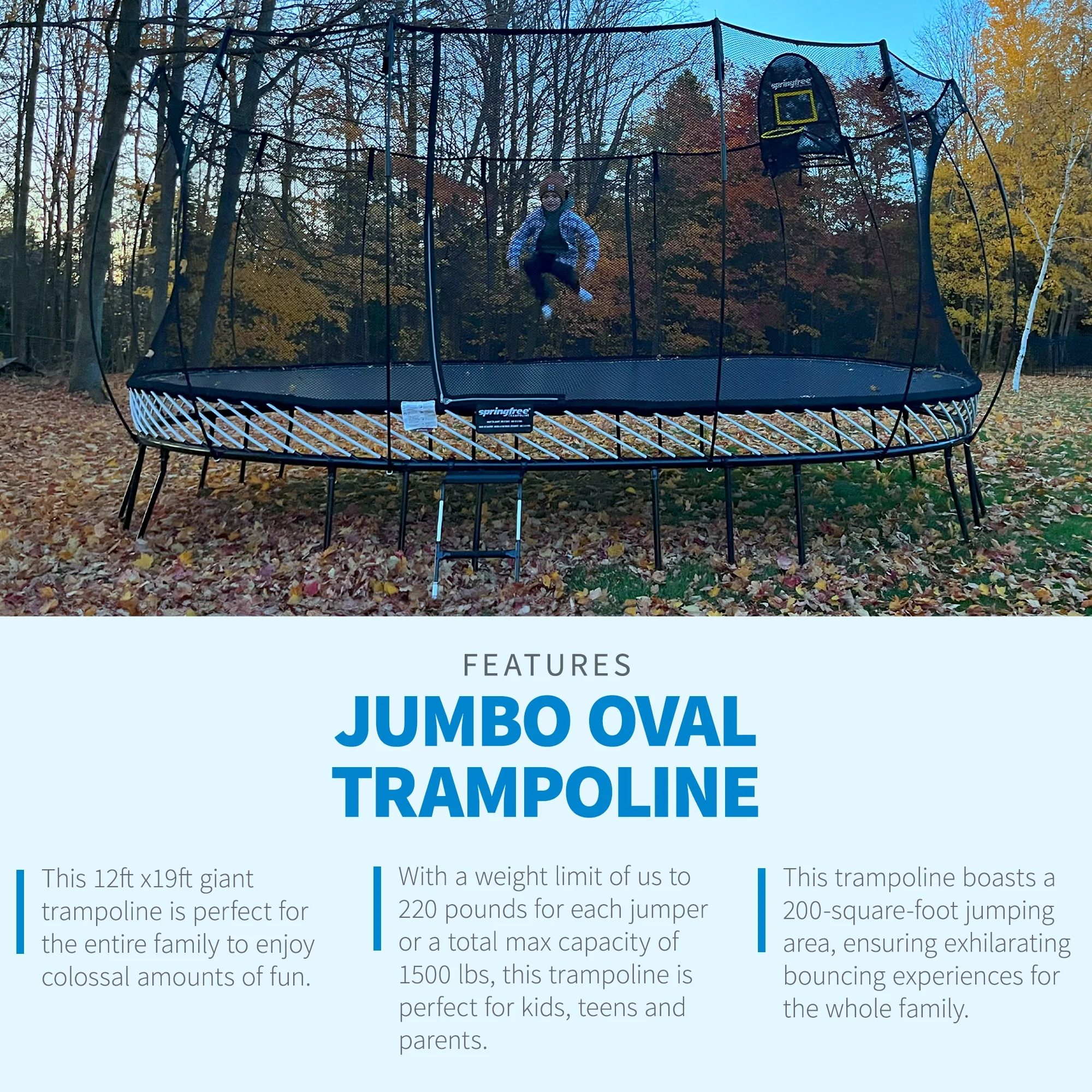Springfree 8 x 13 ft Large Oval Trampoline w/ Safety Net & SoftEdge Mat