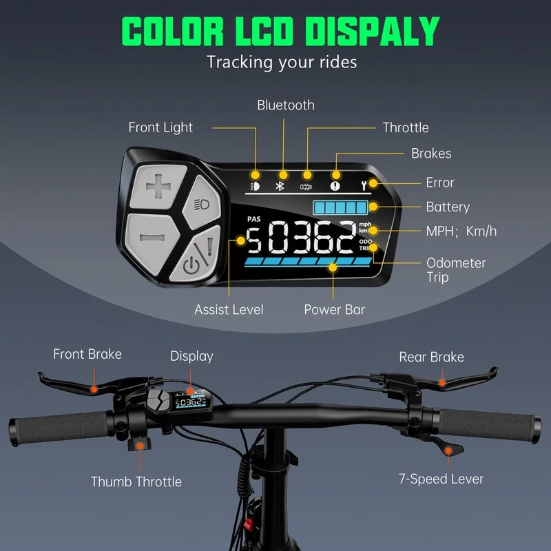 TST Foldable Electric Bike, 20in 4.0 Fat Tire, 48V 13Ah, 750W, Black - Buddy Pro